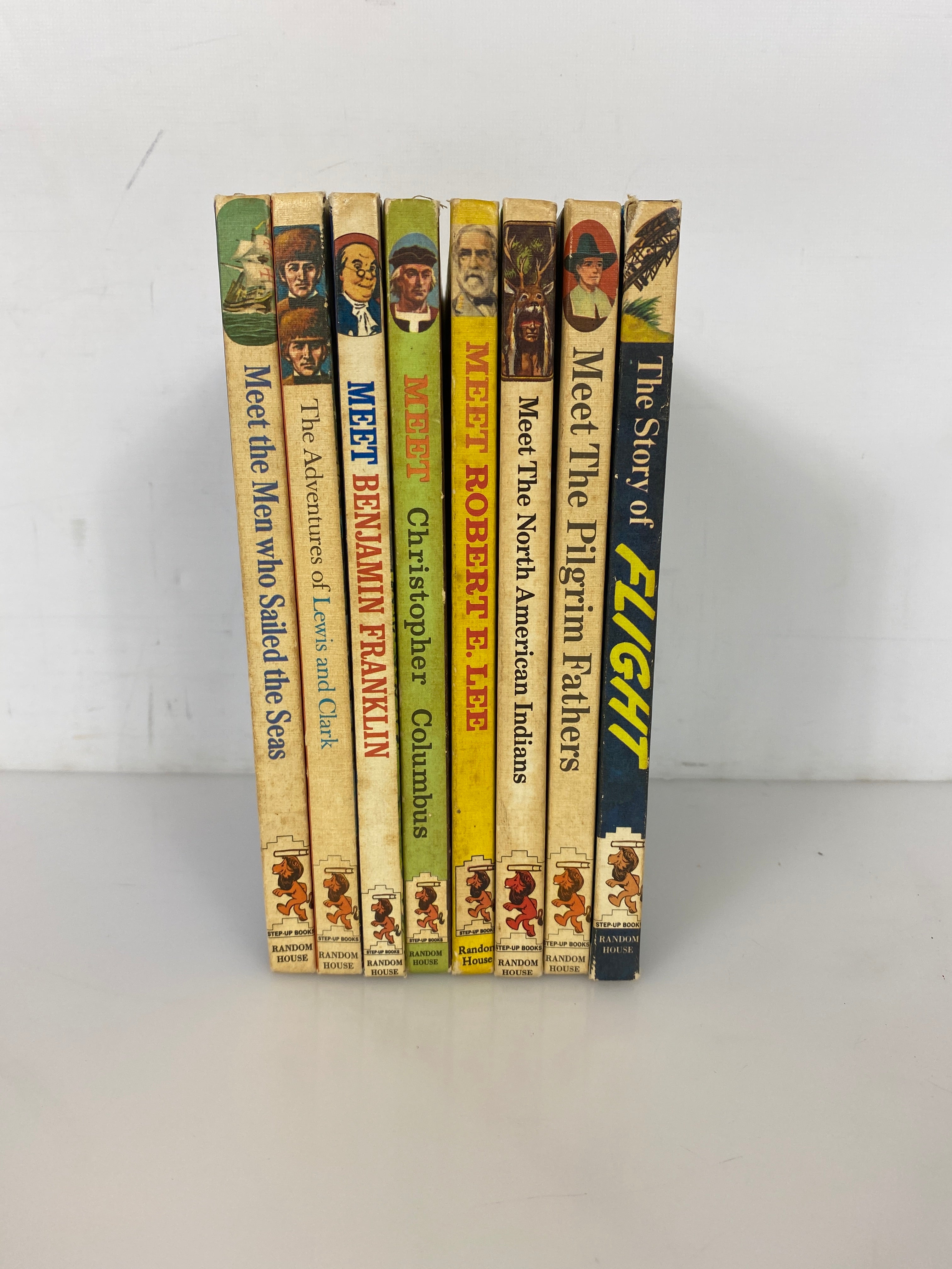 Lot of 8 Vintage Random House Step-Up Books 1960s incl Flight/Columbus/Pilgrims
