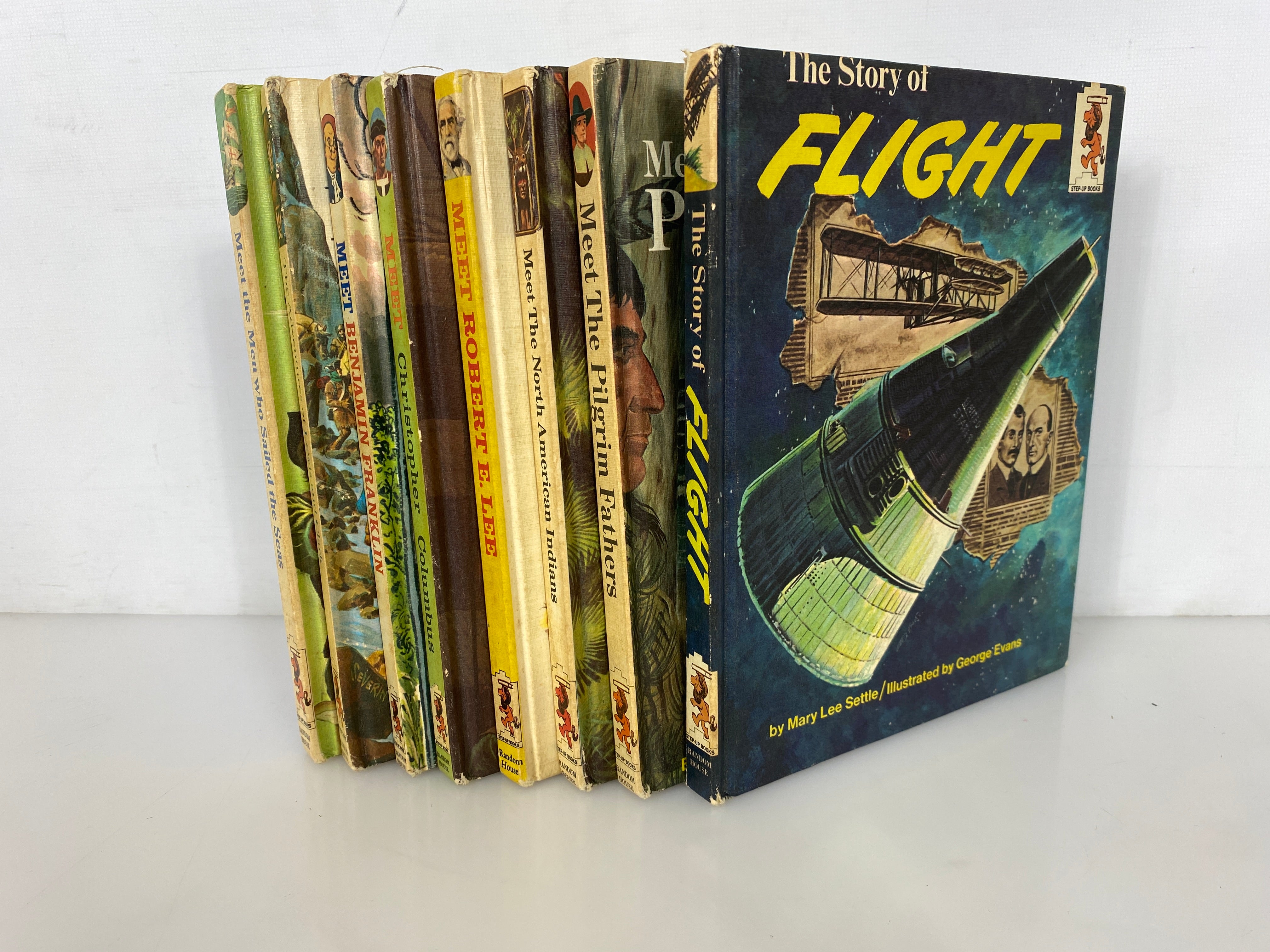 Lot of 8 Vintage Random House Step-Up Books 1960s incl Flight/Columbus/Pilgrims