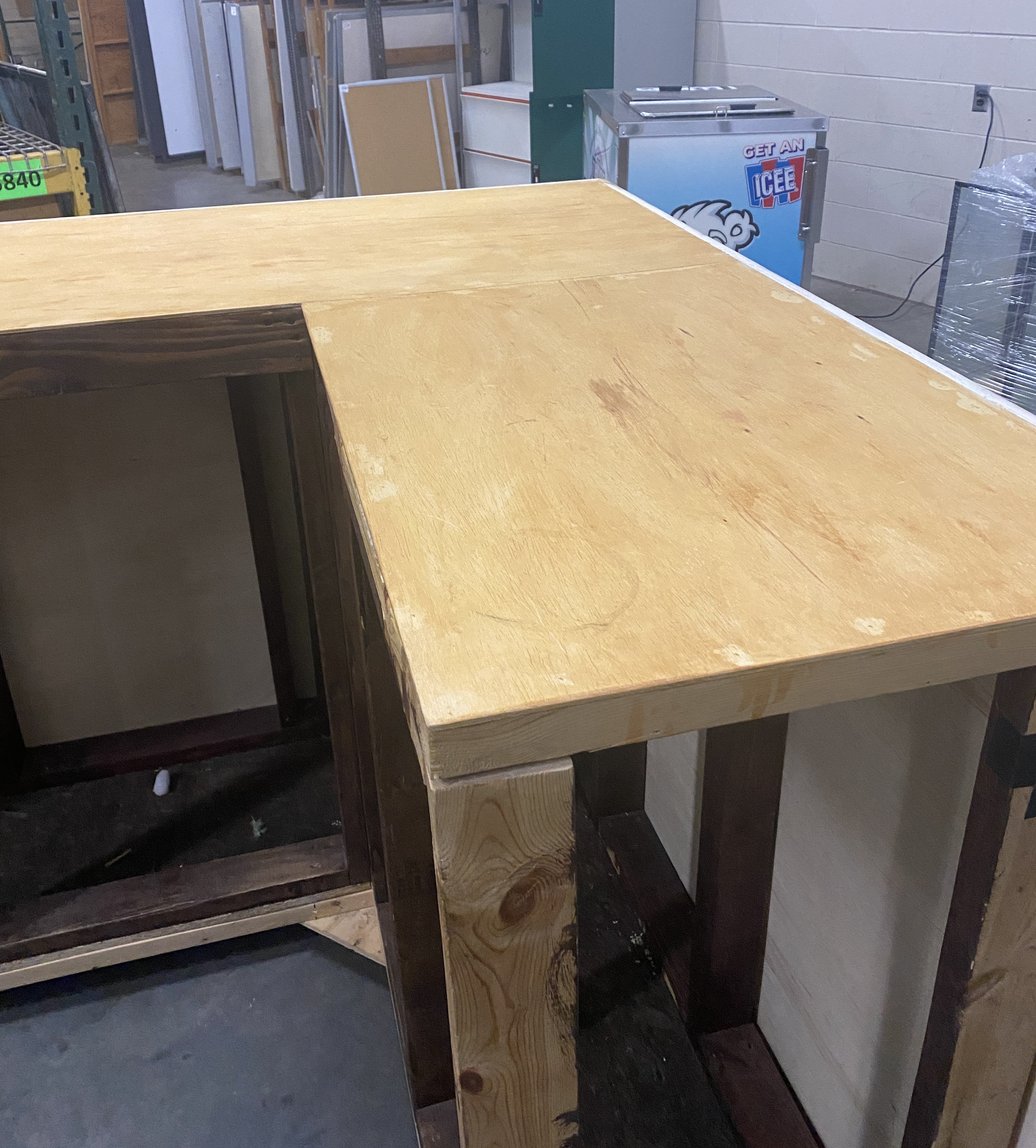 L-Shaped Wooden Counter or Standing Bar