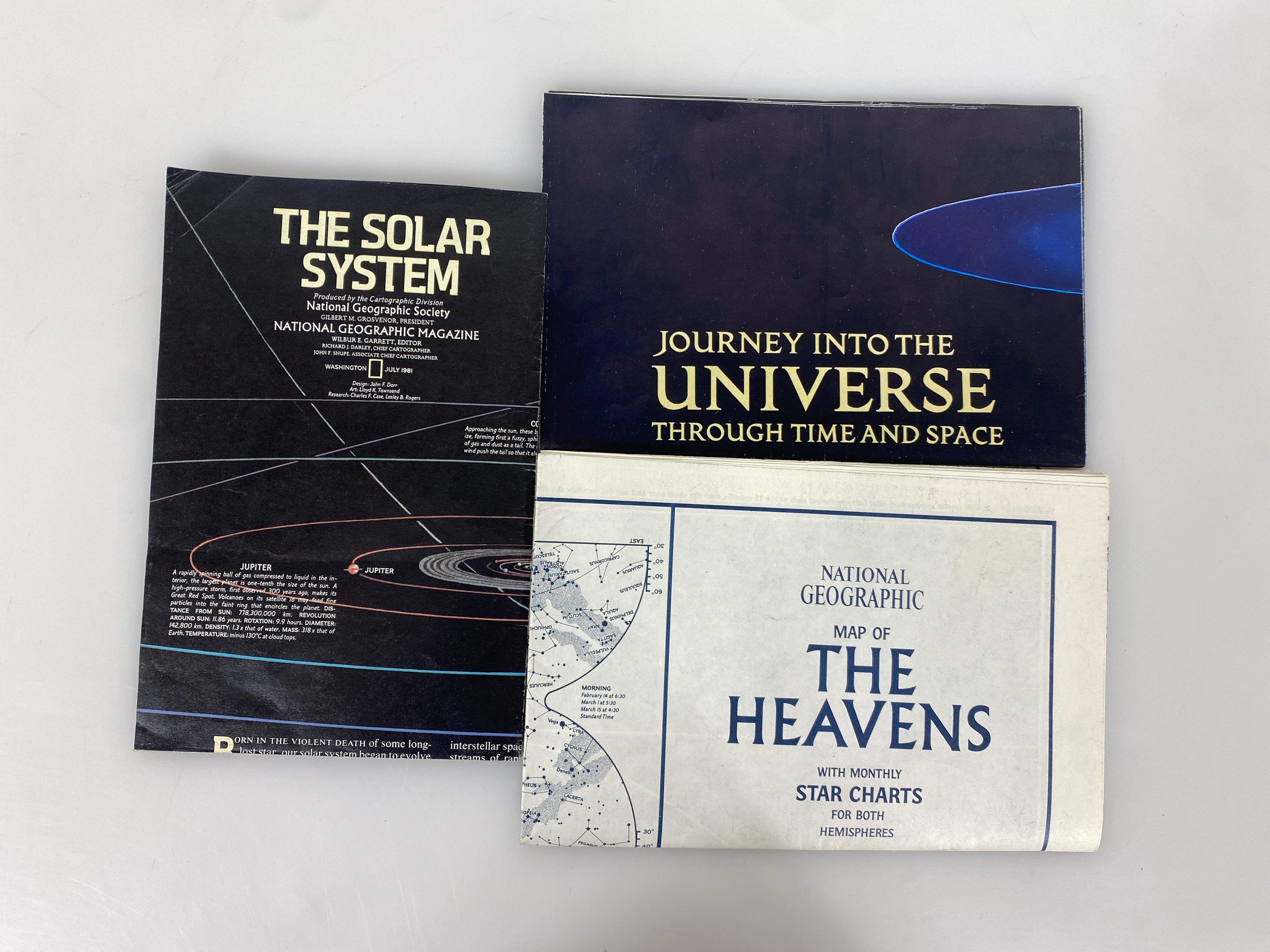 Lot of 3 Nat Geo Space Related Maps/Posters 1970-1983