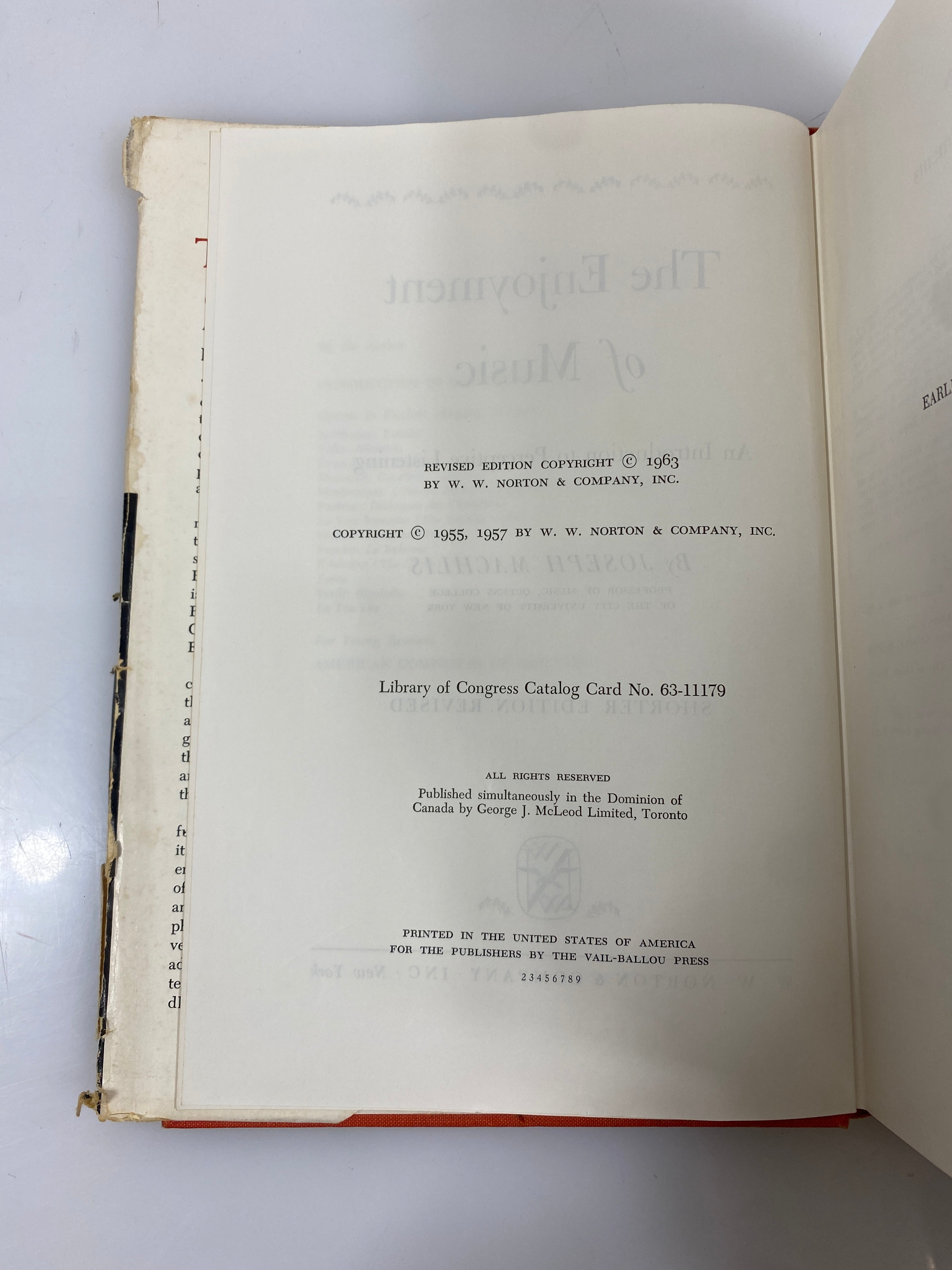 The Enjoyment of Music Machlis Shorter Edition 1963 HCDJ
