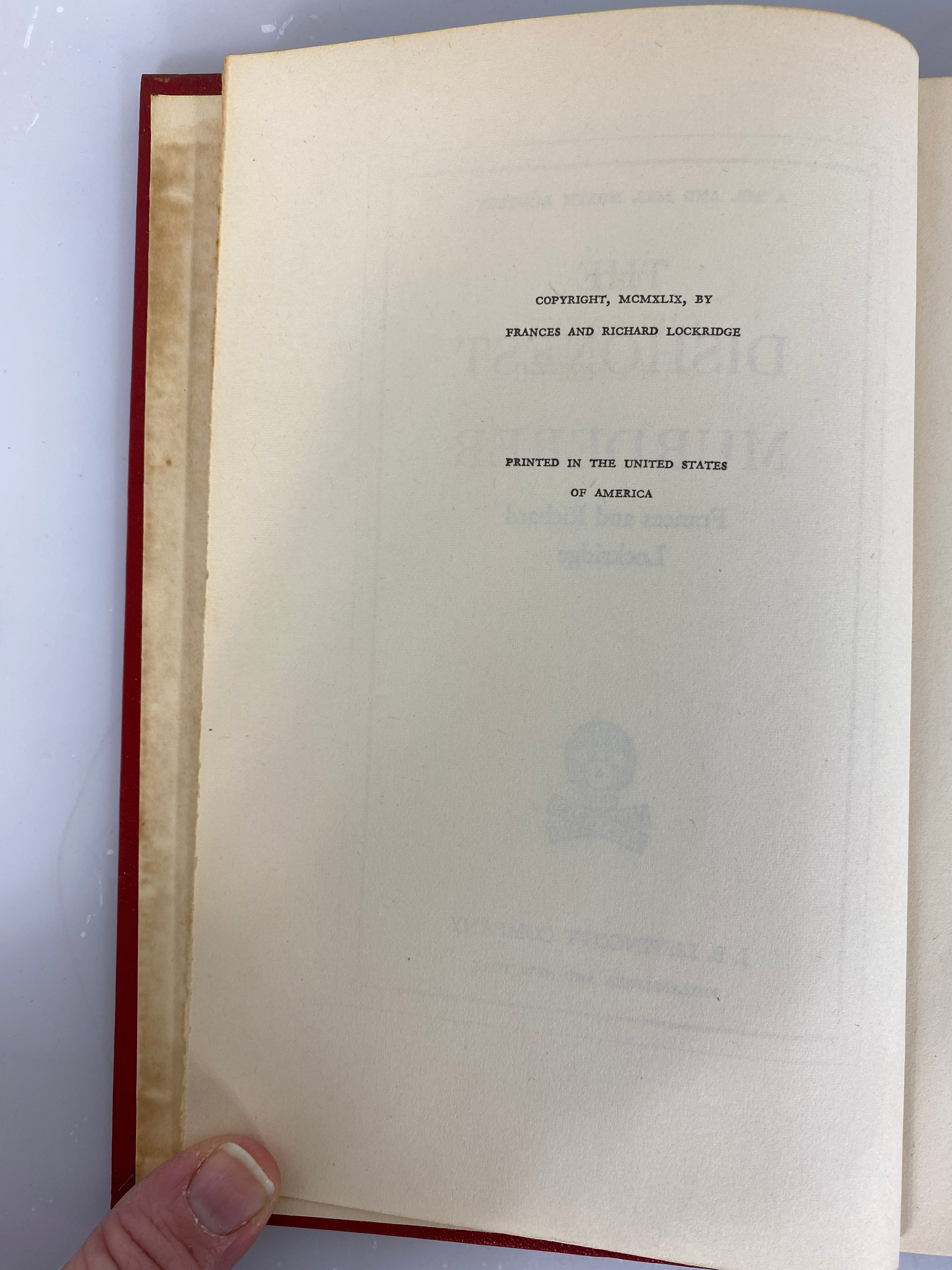 The Dishonest Murderer by Frances and Richard Lockridge 1949 HC DJ BCE