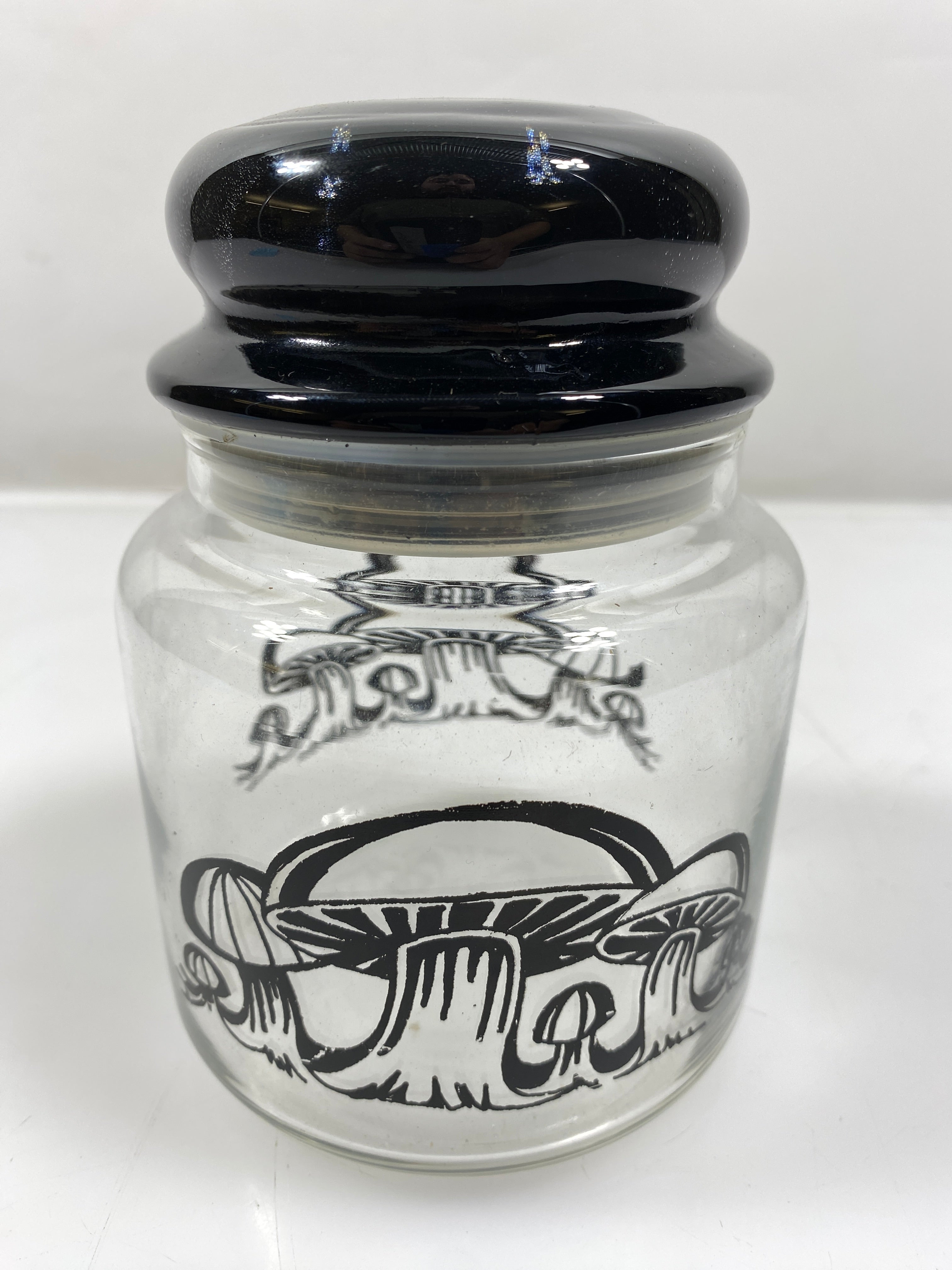 Apothecary Clear Glass Jar w/ Mushrooms