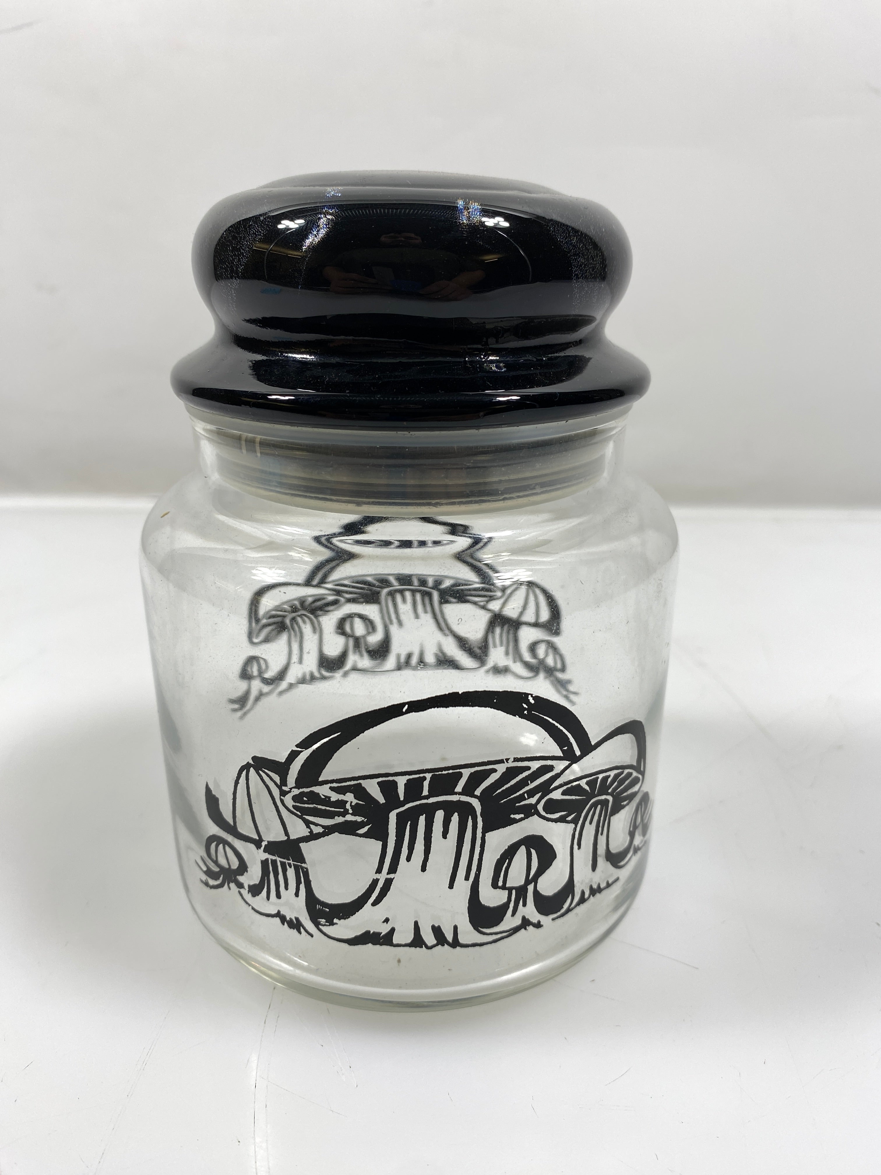 Apothecary Clear Glass Jar w/ Mushrooms