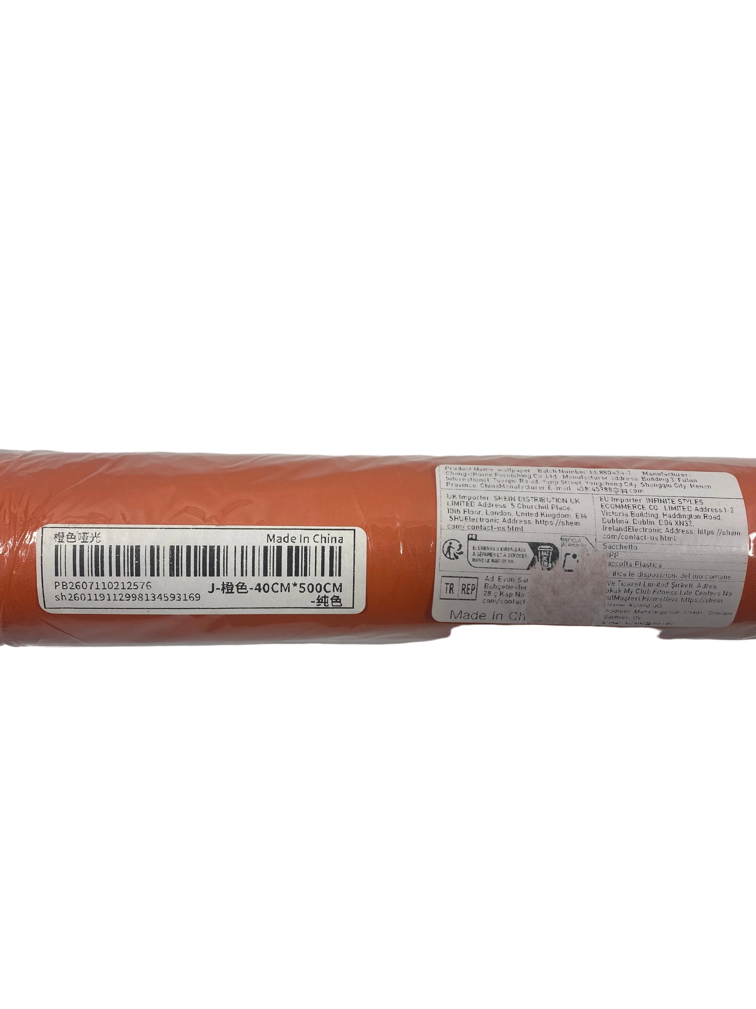 Shein Self Adhesive Red-Orange Colored Wall Paper