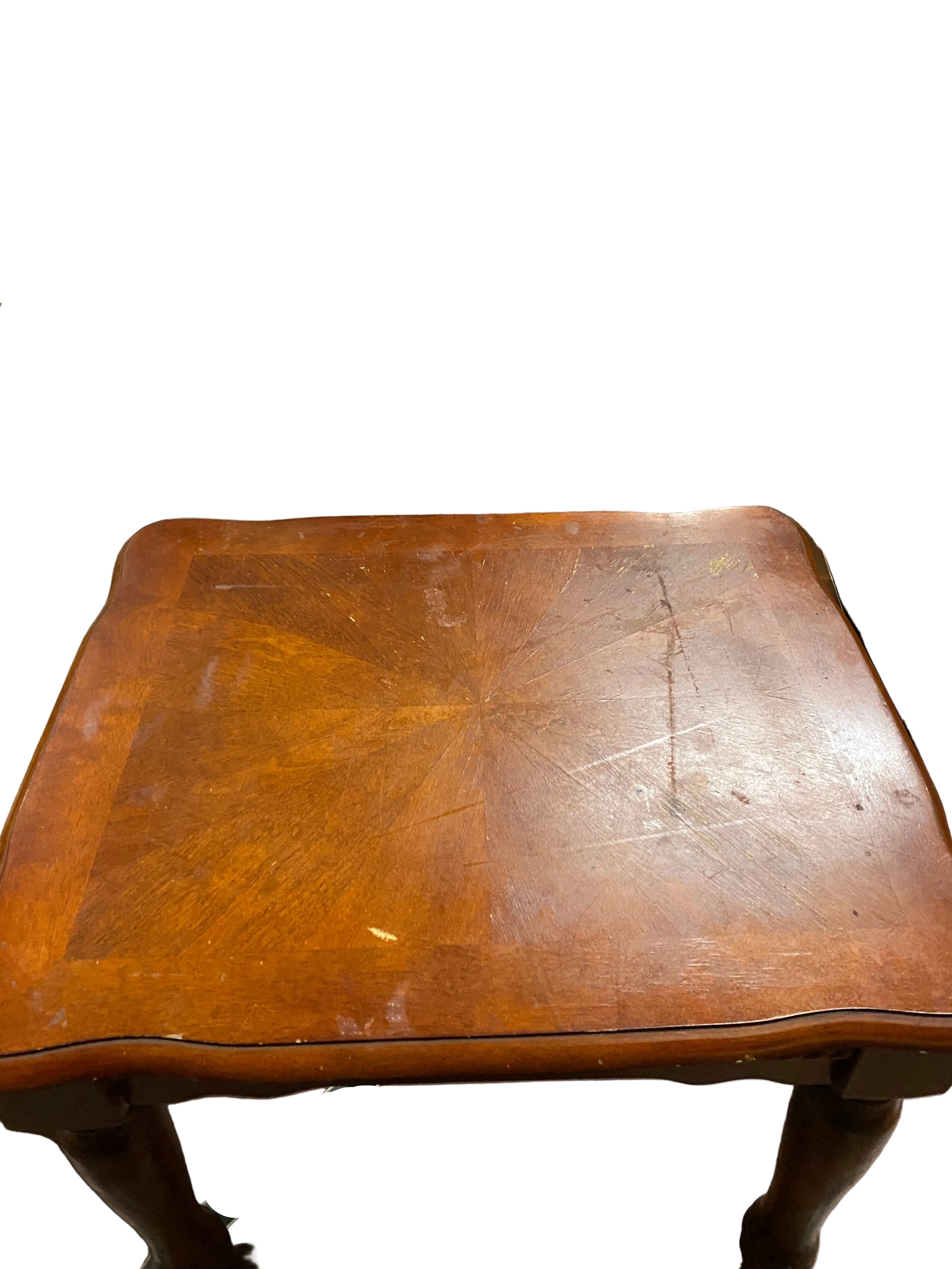 Sunburst Veneer Wooden Side Table