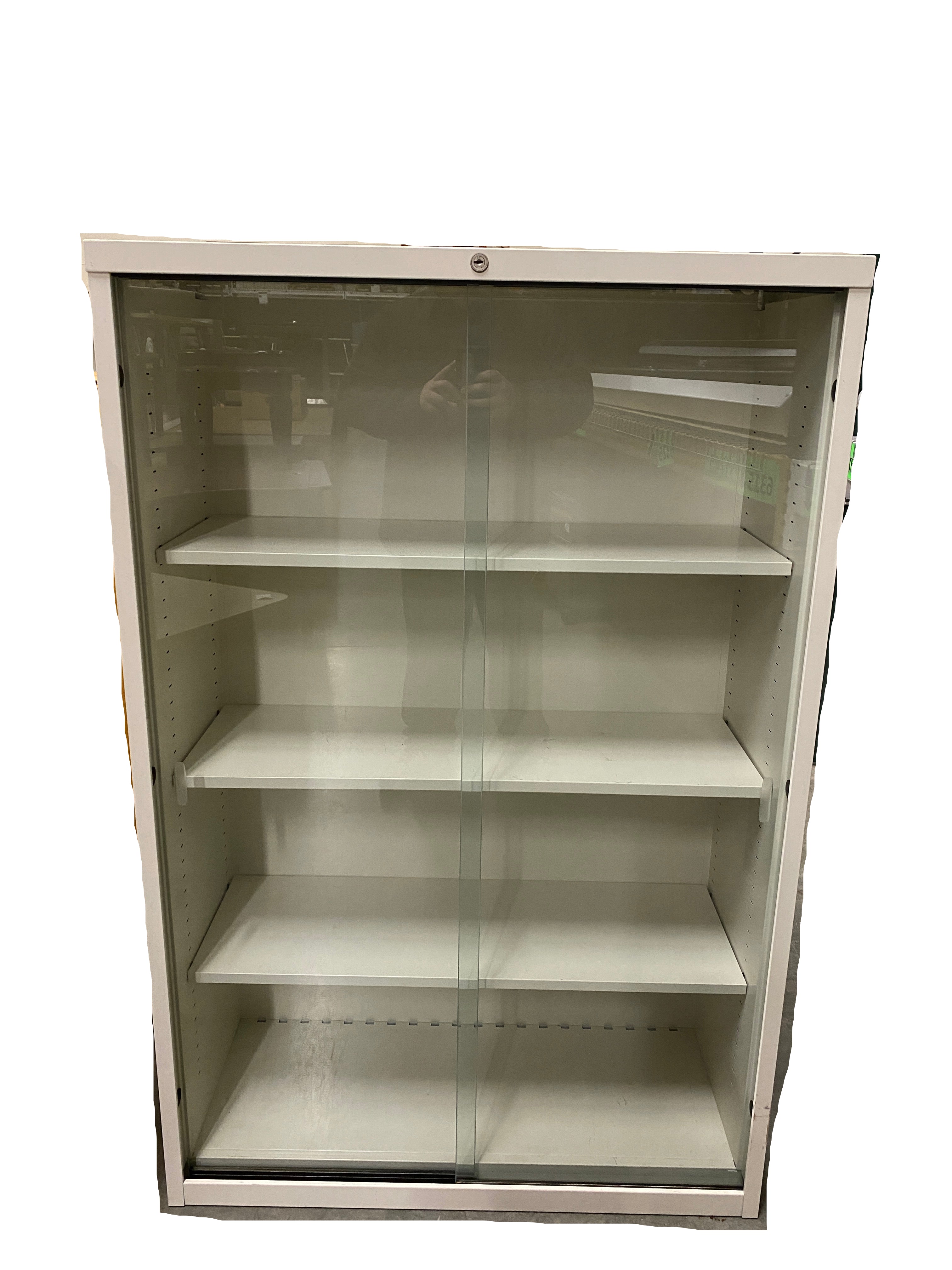 Steelcase #2295DL Metal Cabinet With Sliding Glass Doors