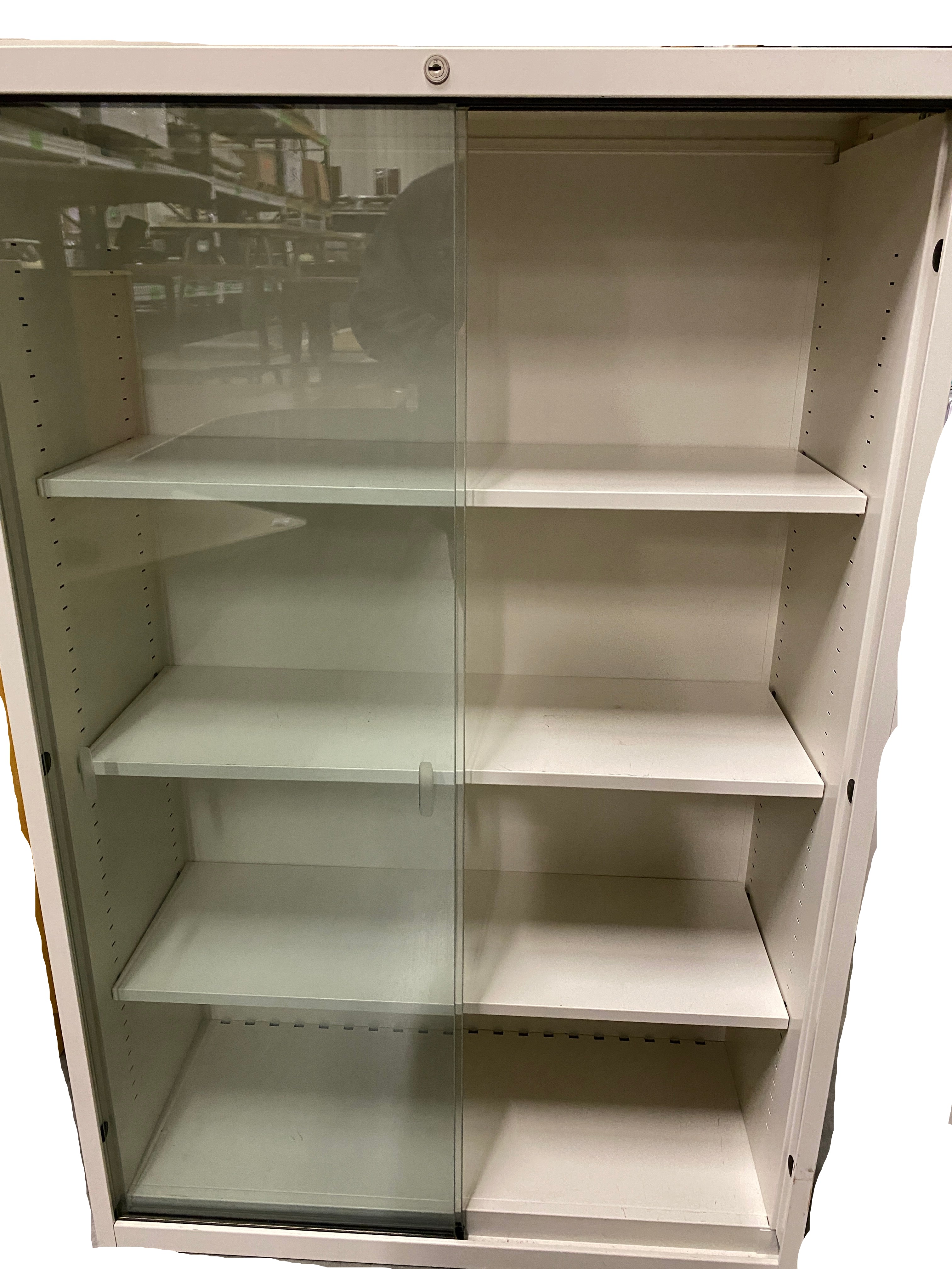 Steelcase #2295DL Metal Cabinet With Sliding Glass Doors