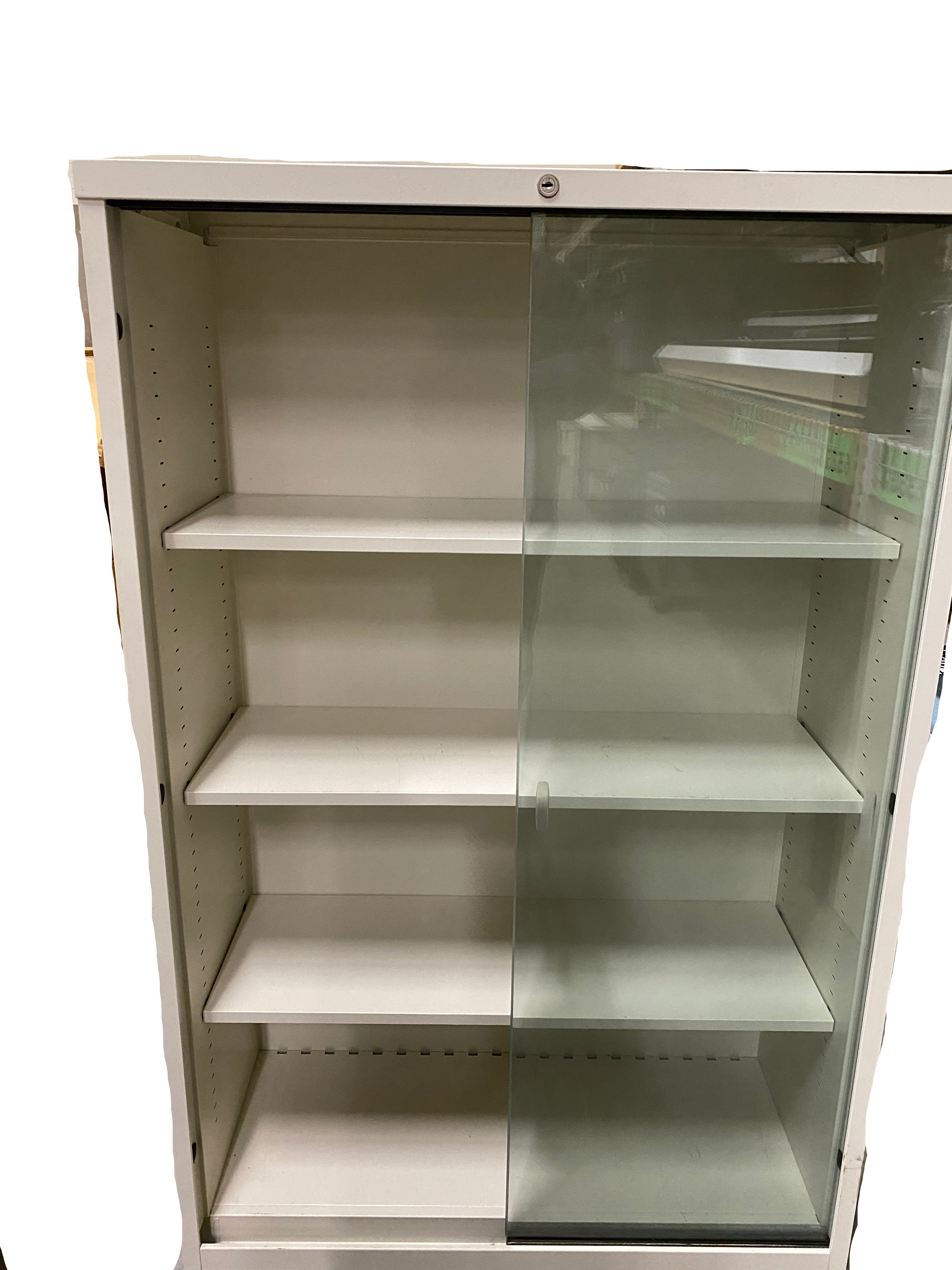 Steelcase #2295DL Metal Cabinet With Sliding Glass Doors