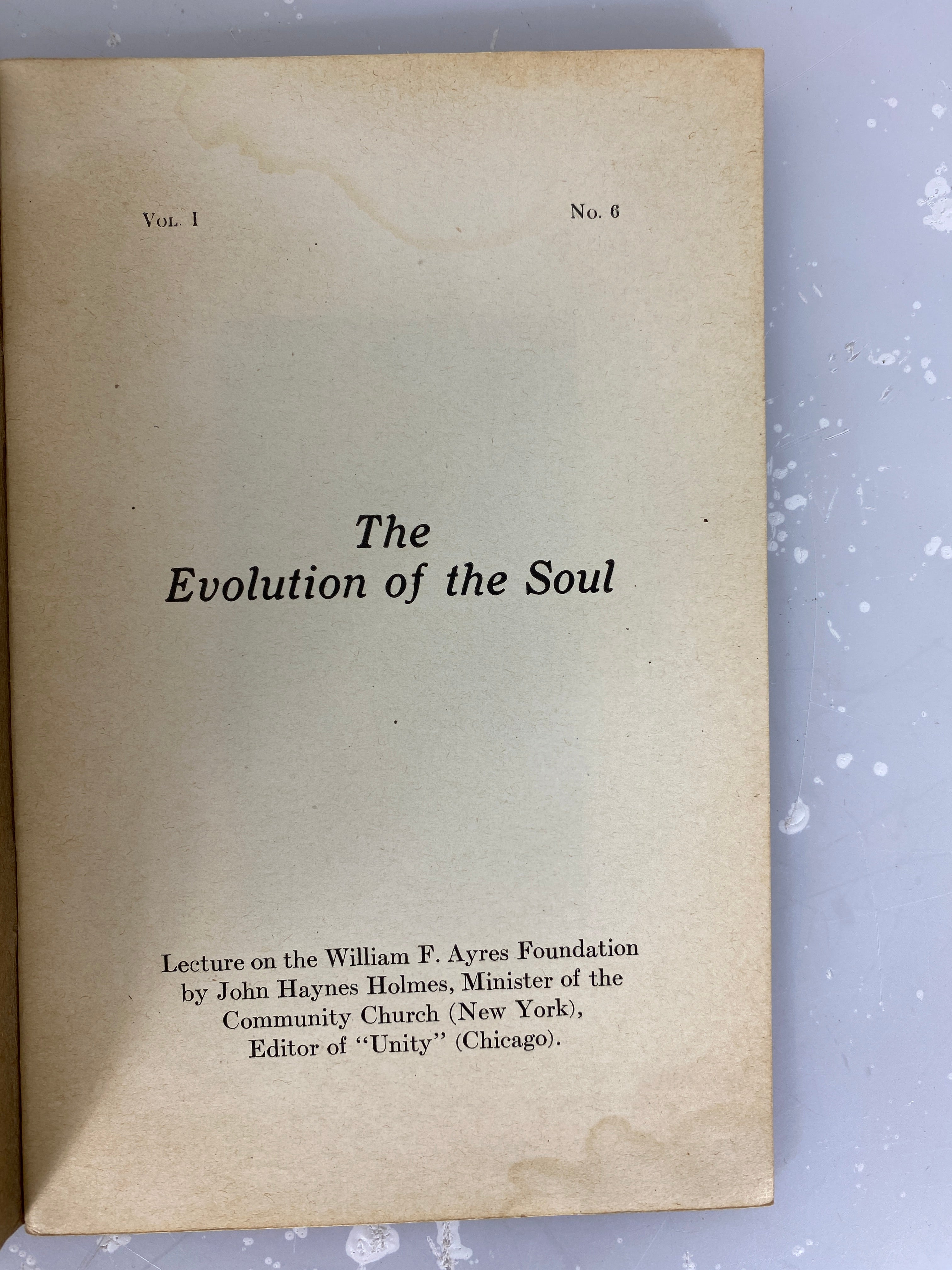 Lot of 6 The Evolution of the Soul Lectures c1930s SC