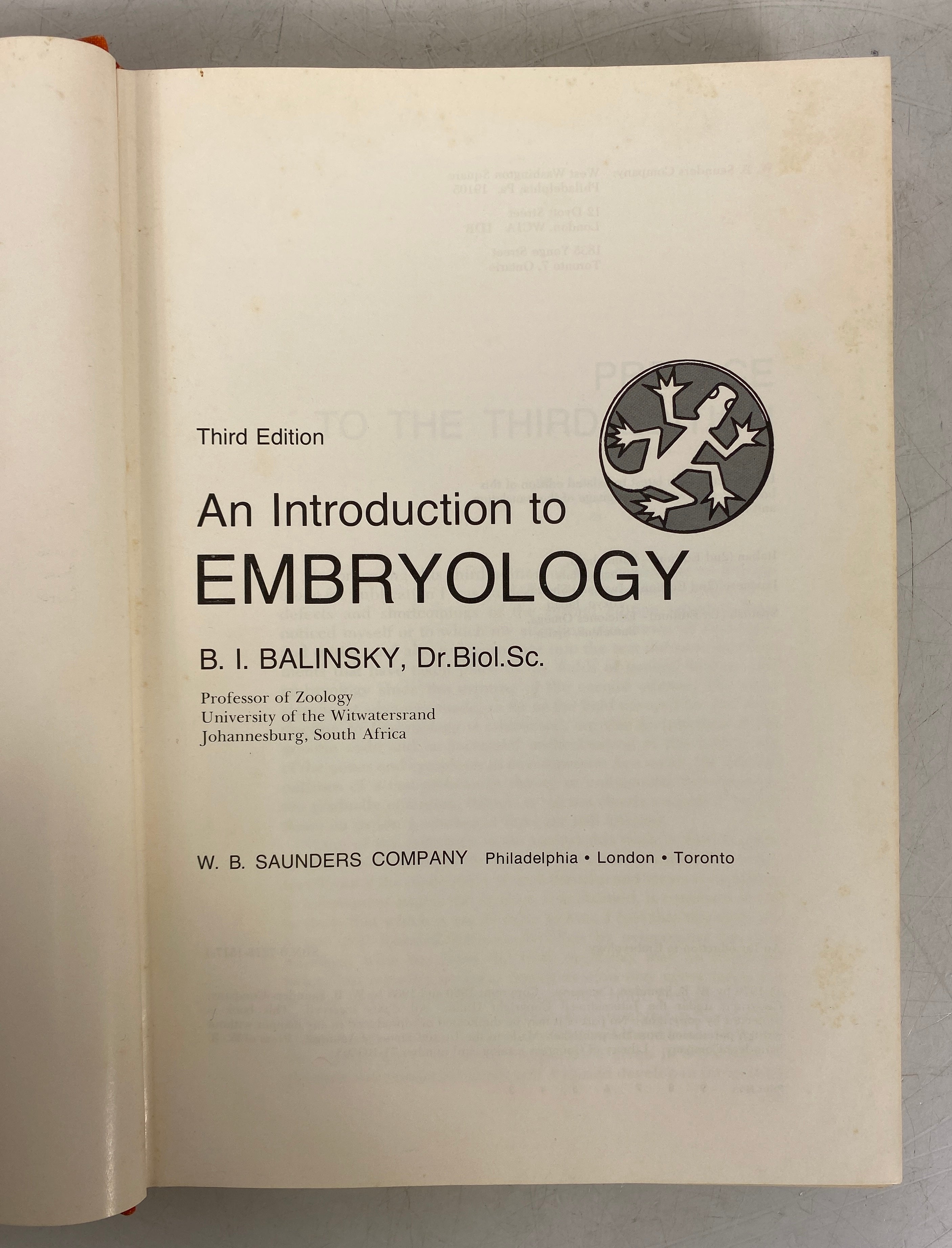 2 Vols: Principles of Embryology/An Introduction to Embryology 1960-70 HC