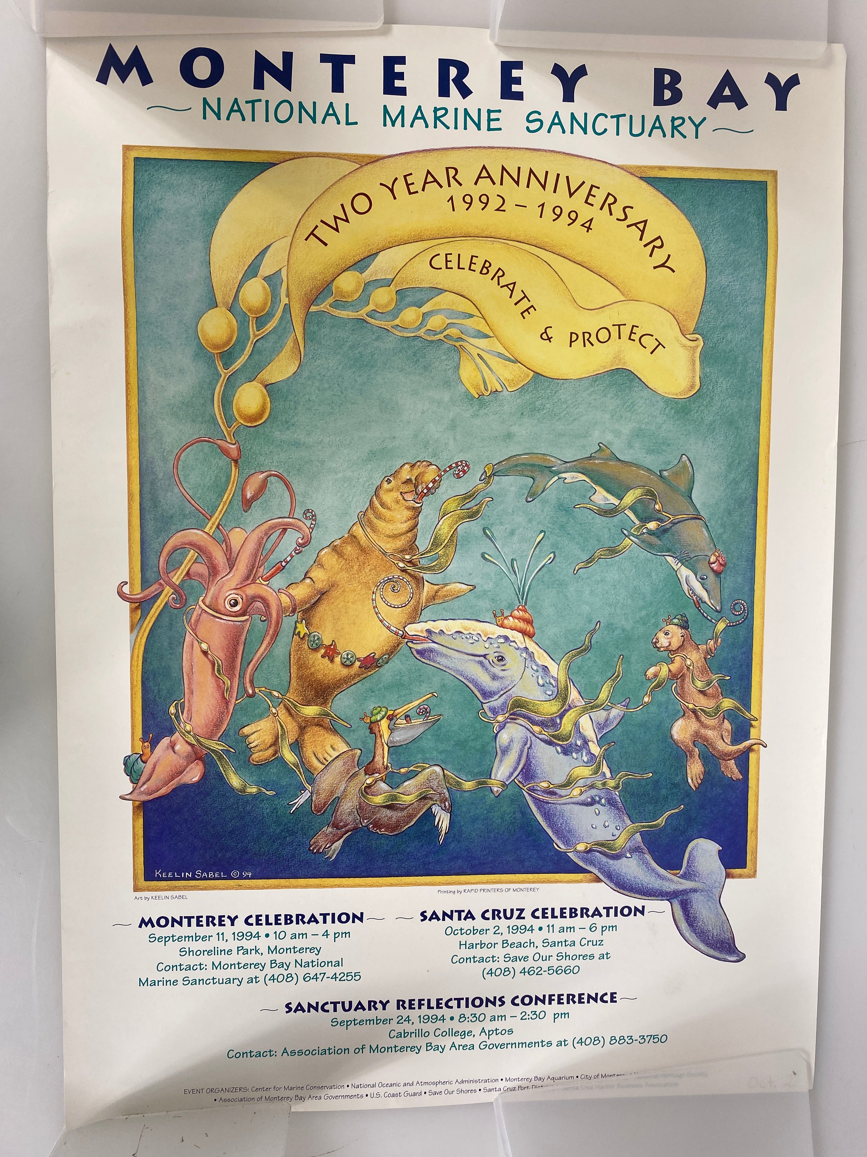 Monterey Bay Marine Sanctuary Poster Santa Cruz, California 1994