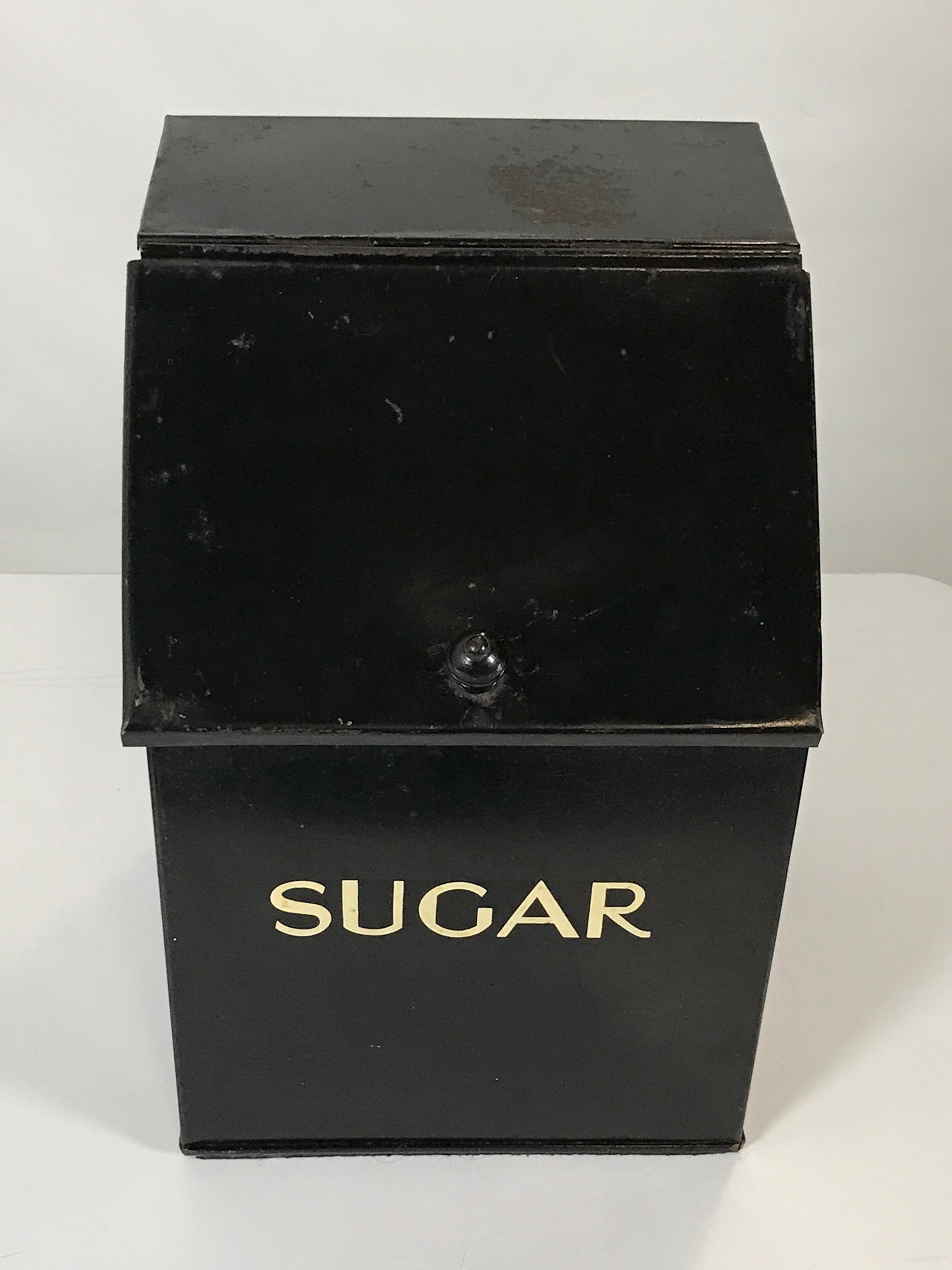 Antique Slant Front General Store Tin Sugar Bin