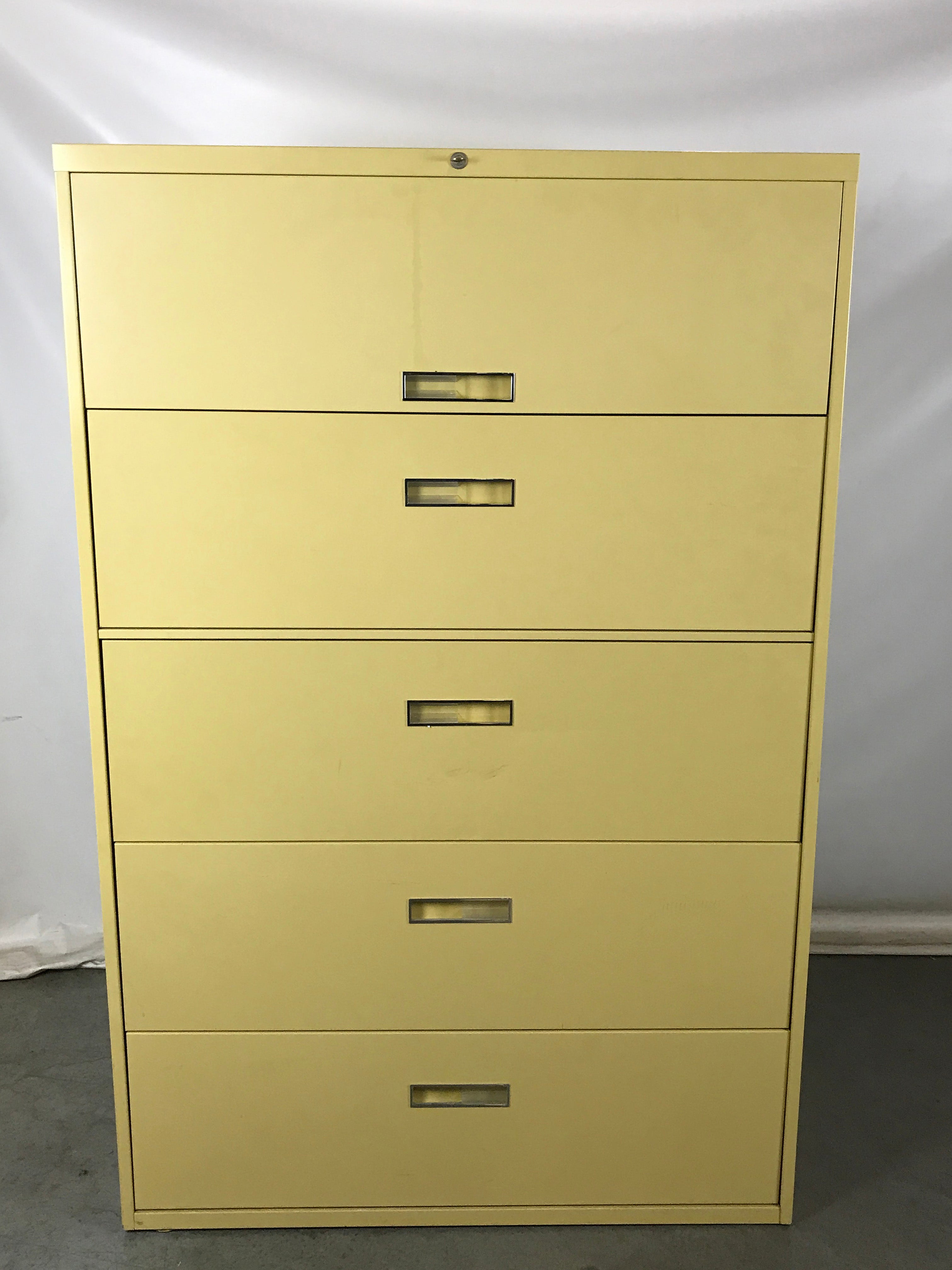 Yellow Metal Lateral Filing Cabinet