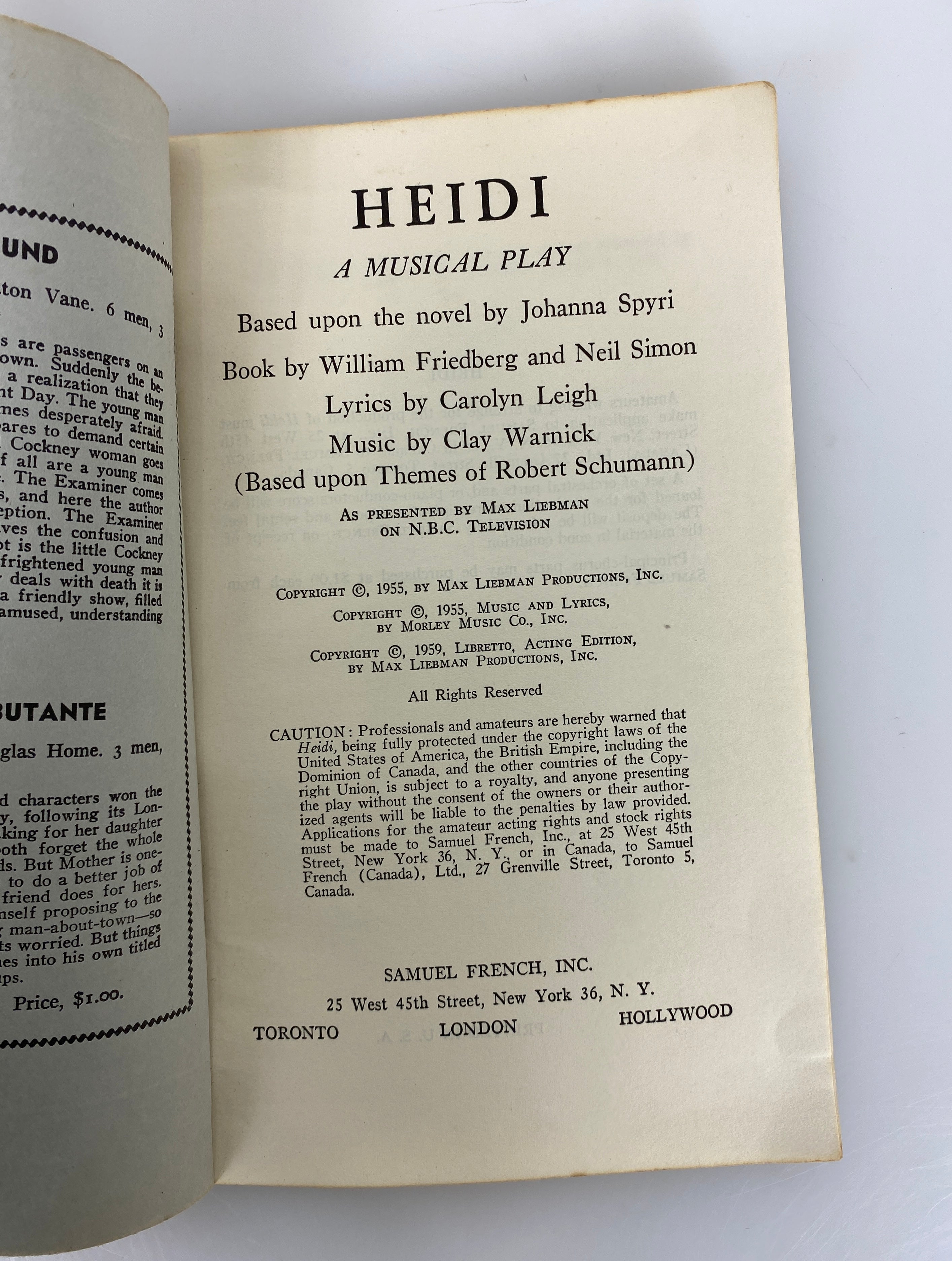 7 Vtg Plays incl: Wizard of Oz/Heidi/The Drunkard/Witness for the Prosecution SC