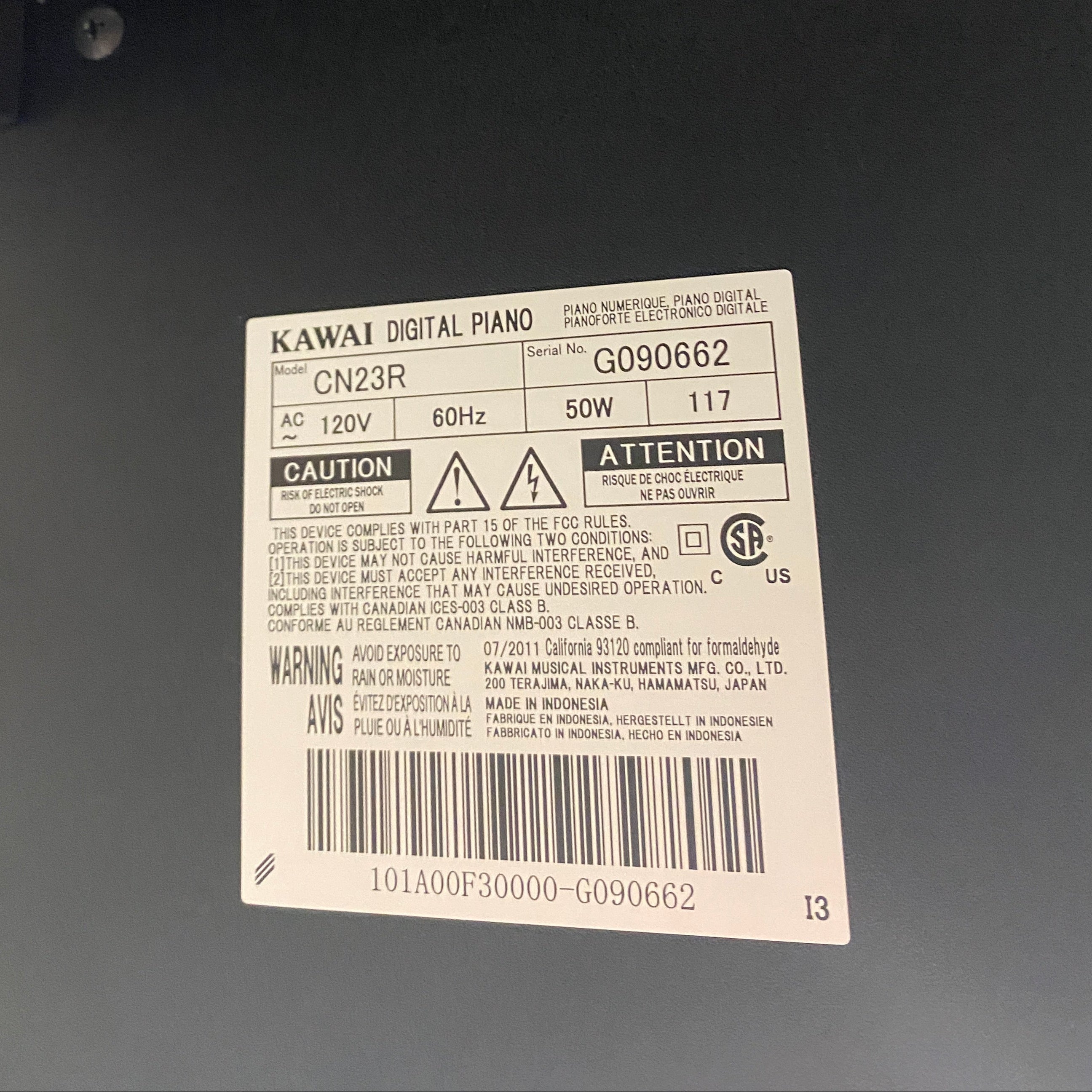 Kawai Dark Wood Digital Piano