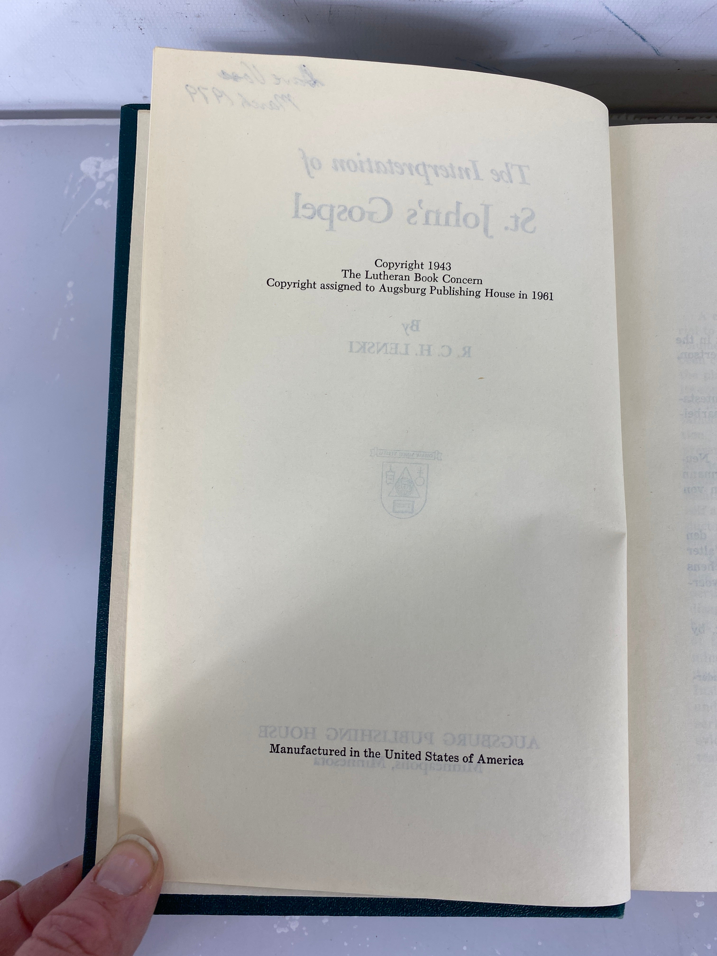 The Interpretation of St. John's Gospel by R.C.H. Lenski 1961 HC