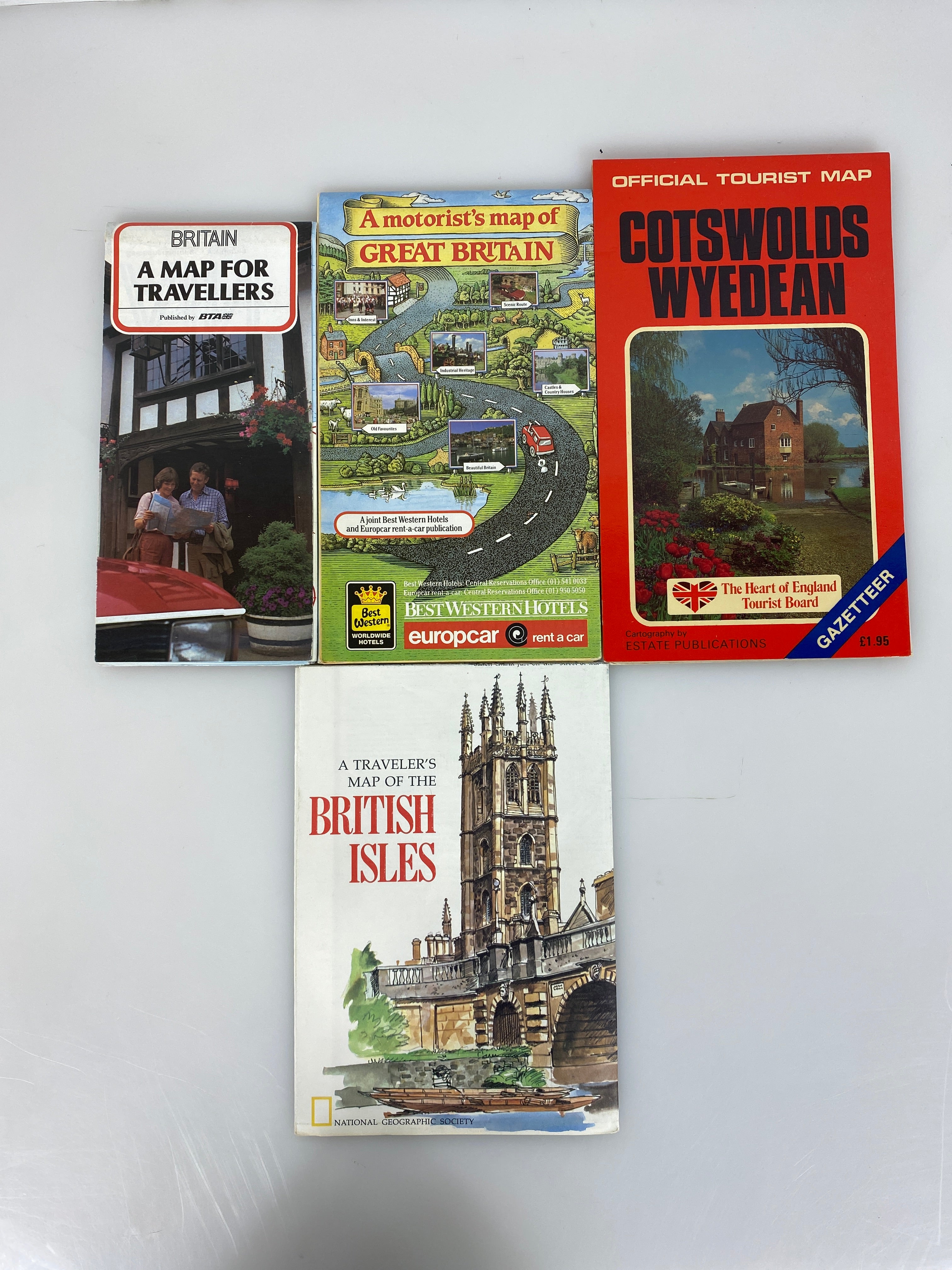 Lot of British Maps Motorist's Map/Cotswolds/Wyedean/British Isles/Travellers