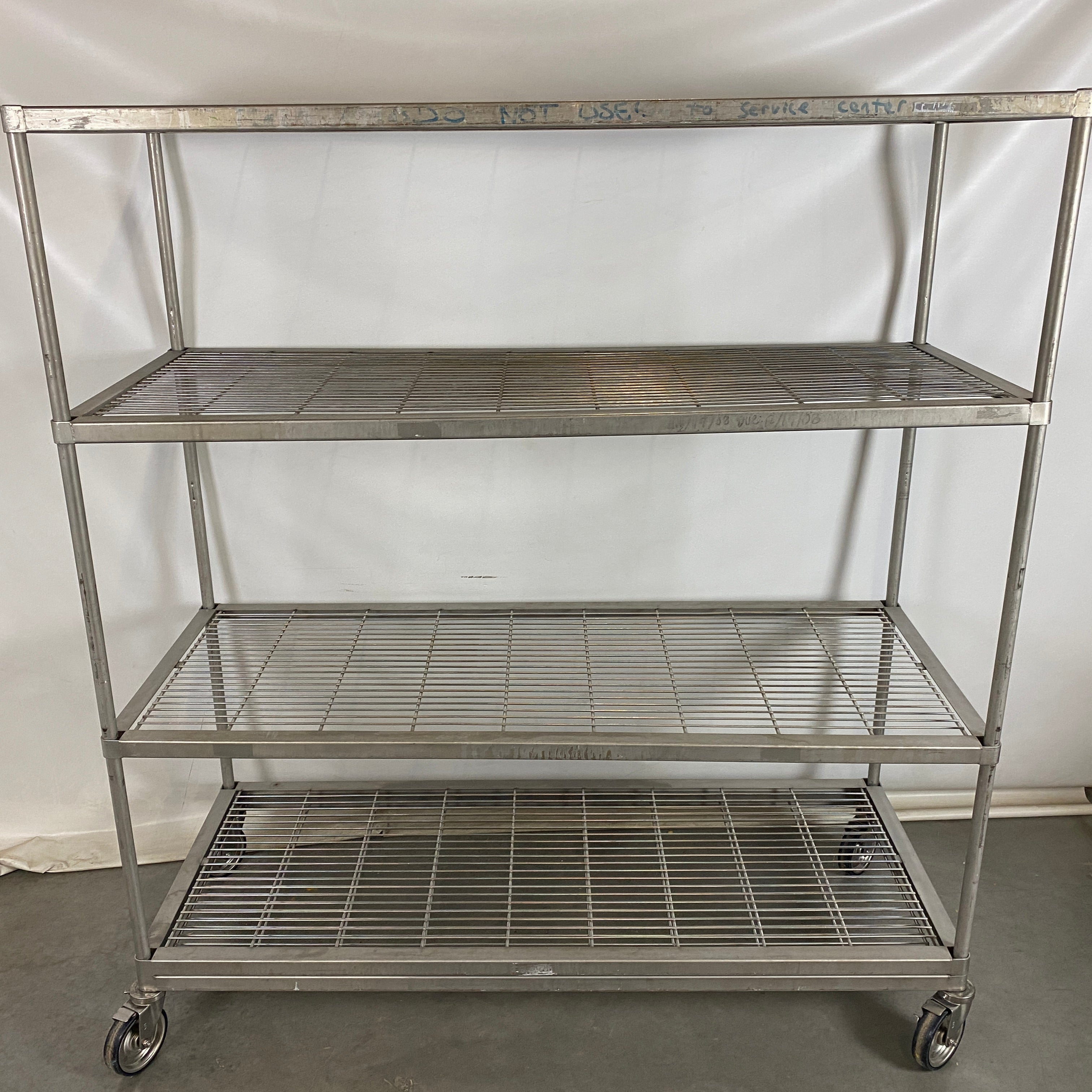 Grey Metal 3 Shelf Adjustable Wheeled Rack (Grated Shelves)