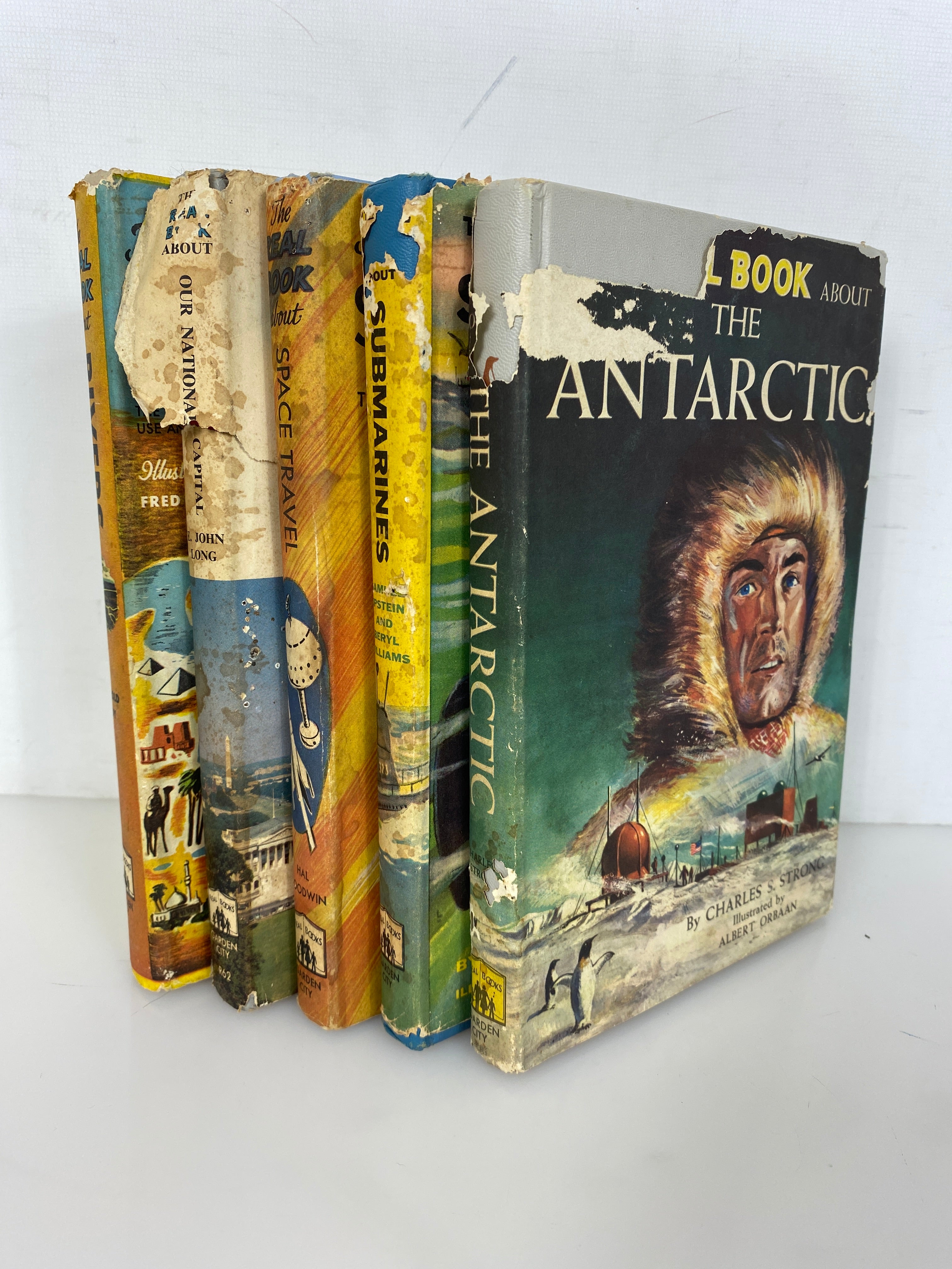 5 Vtg The Real Book About...Space/Submarines/Rivers/The Antarctic/Capital HCDJ