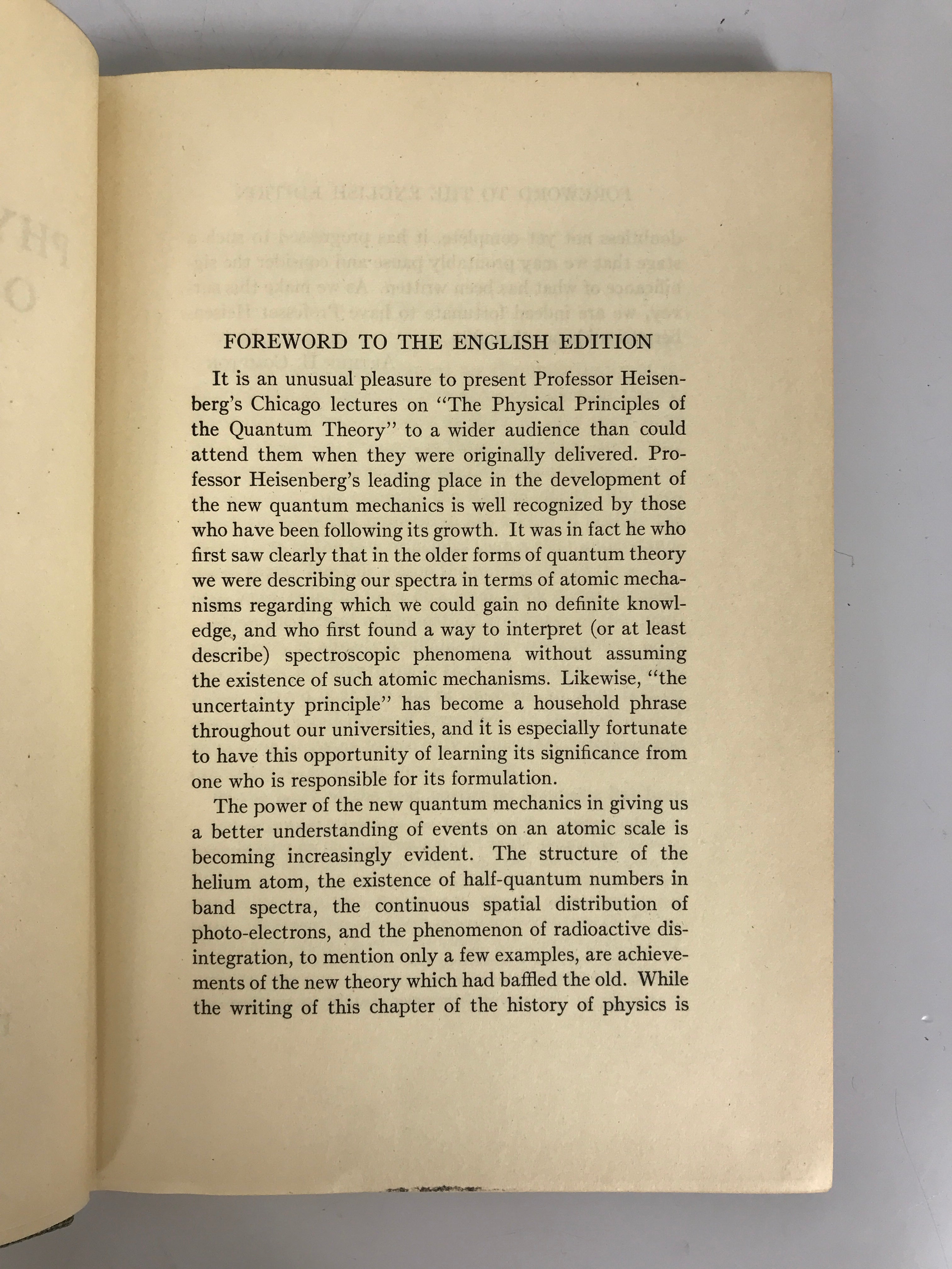 The Physical Principles of the Quantum Theory Heisenberg 1930 HC