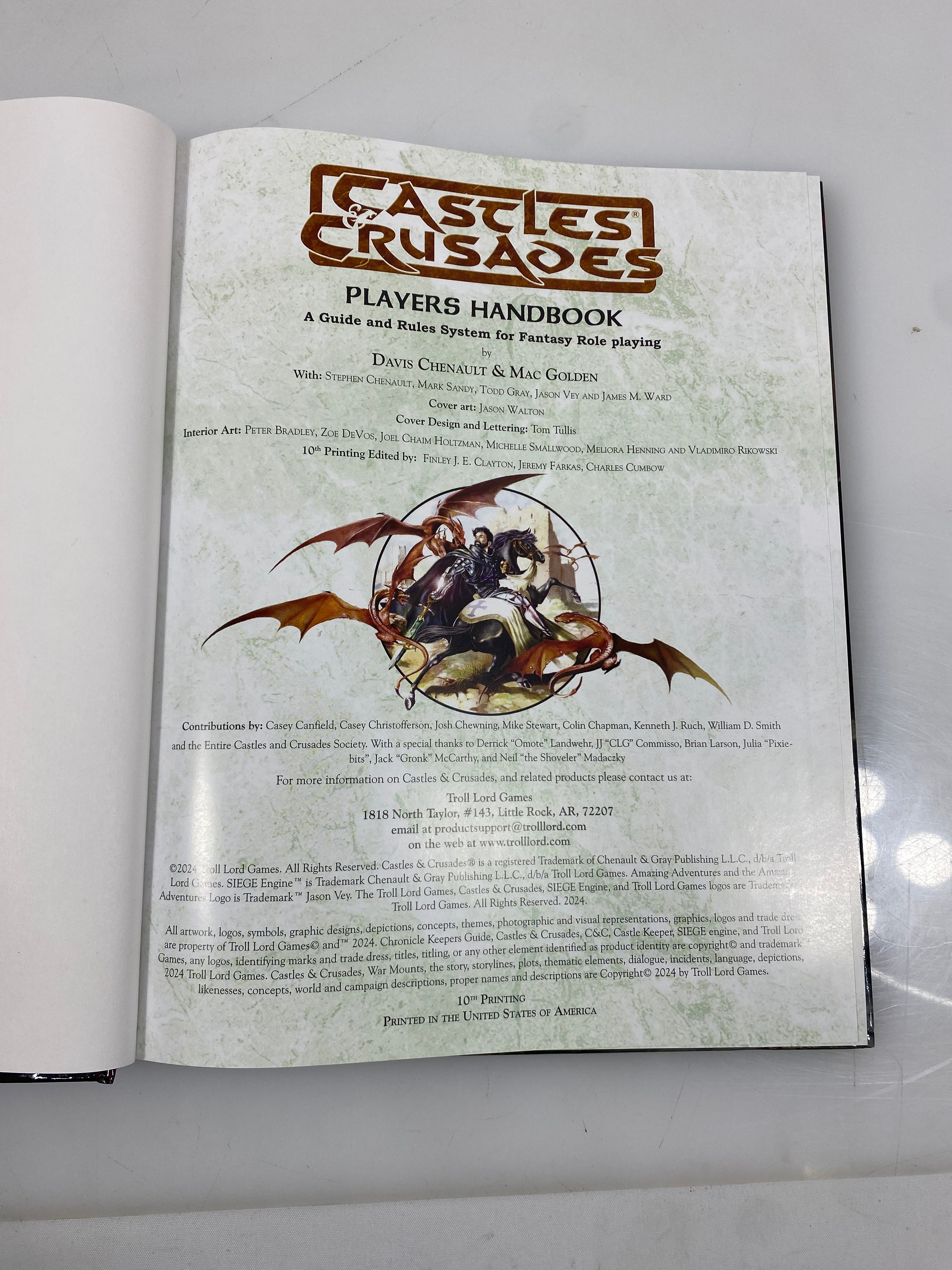 Castles & Crusades Players Handbook 10th Print 2024 HC