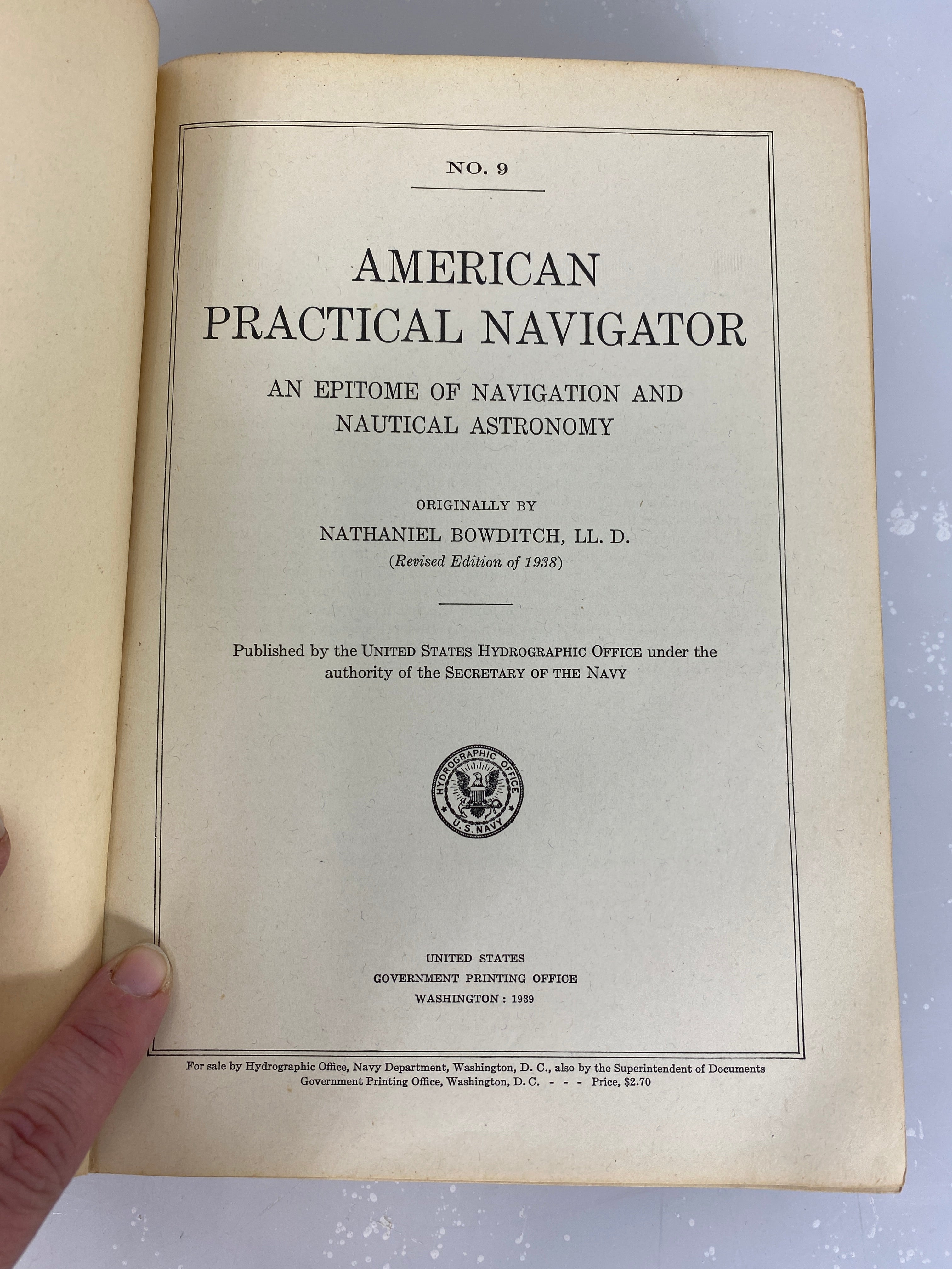 American Practical Navigator U.S. Government Printing Office Revised 1939 HC
