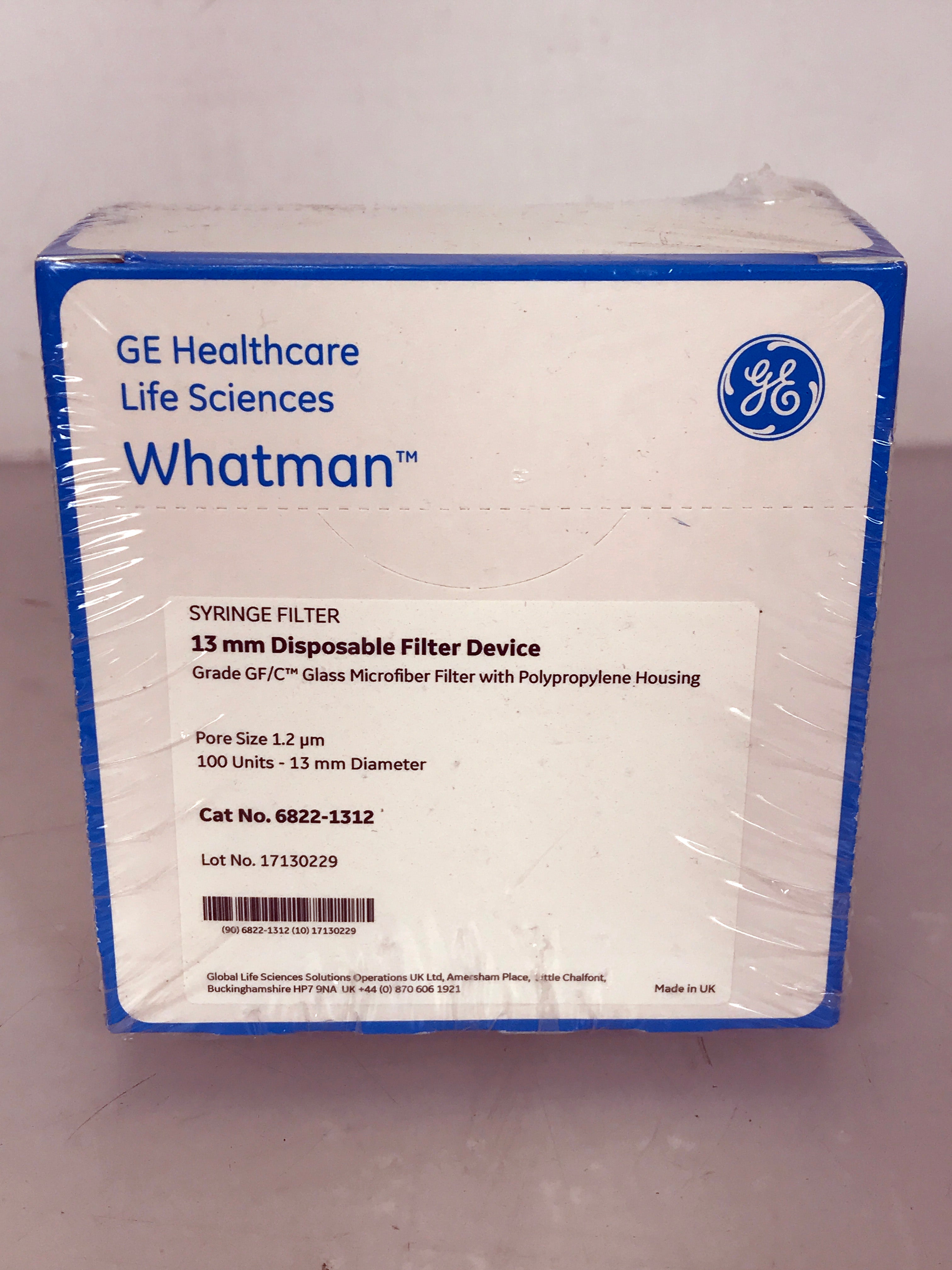 Sealed Pack of 100 Whatman Glass Microfiber Syringe Filters 13mm Cat. 6822-1312