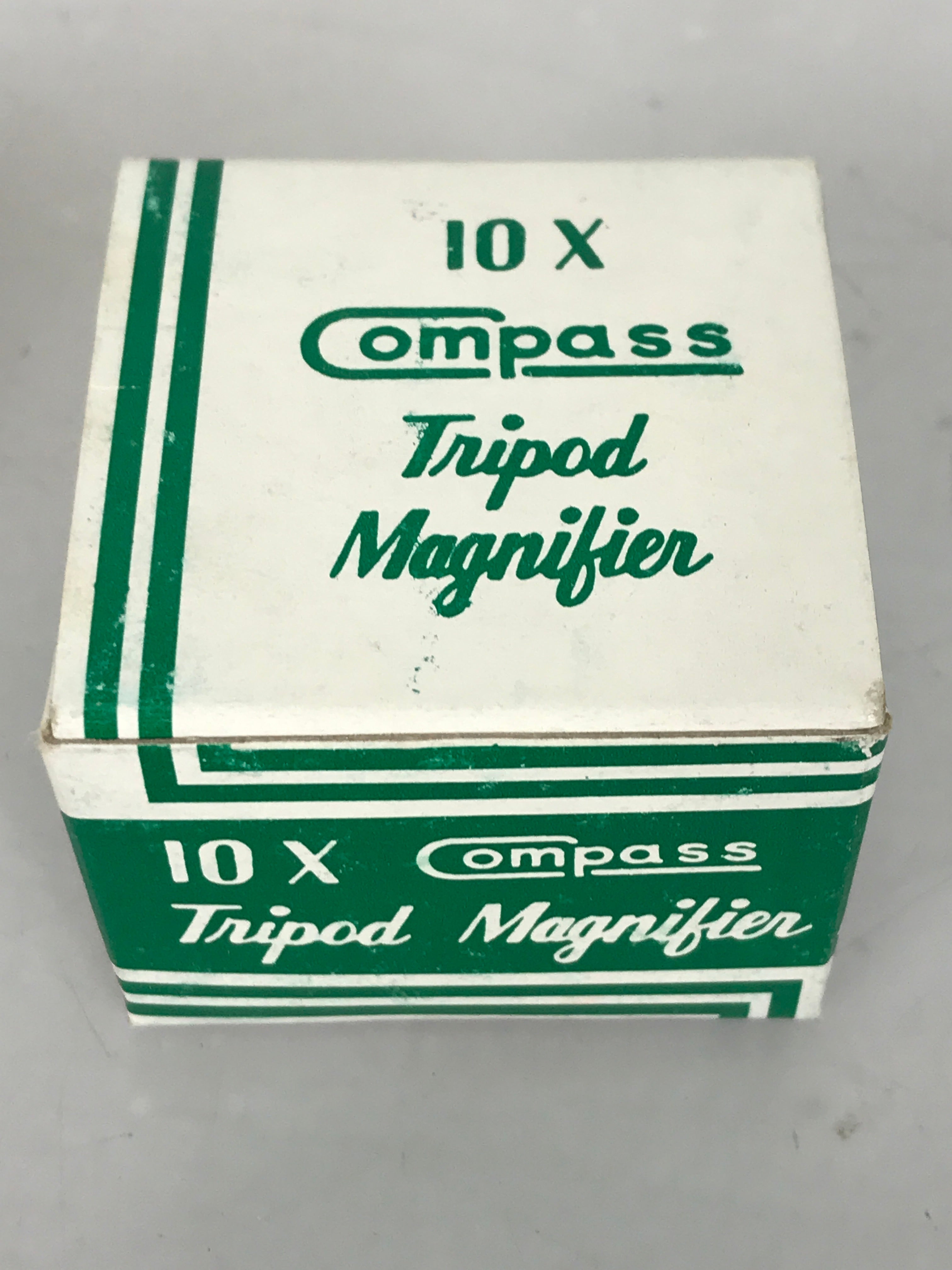Vintage Compass 10x Tripod Magnifier 908 in Box