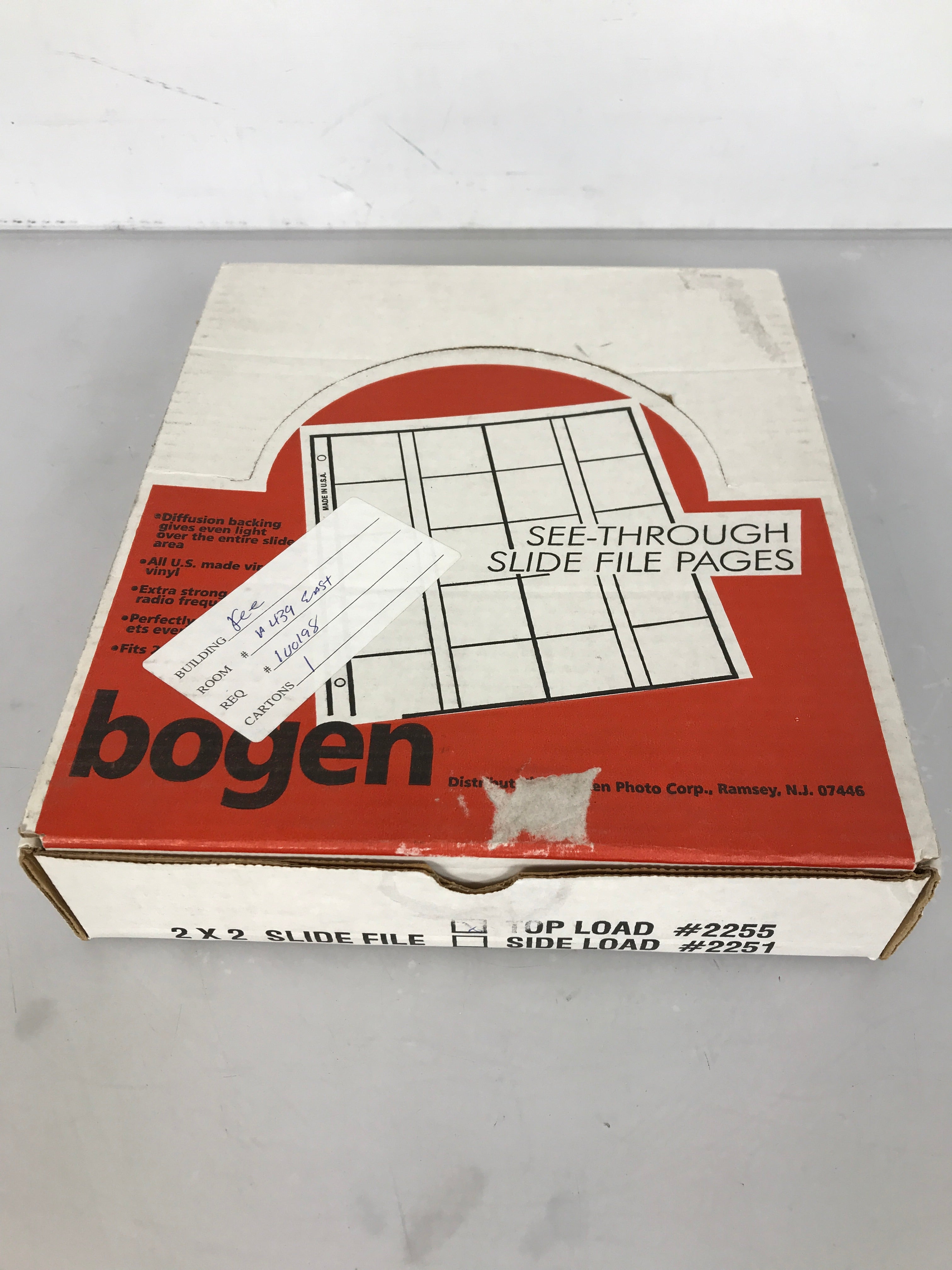 Box of 100 Bogen 2x2 See-Through Top Load Slide File Pages #2255