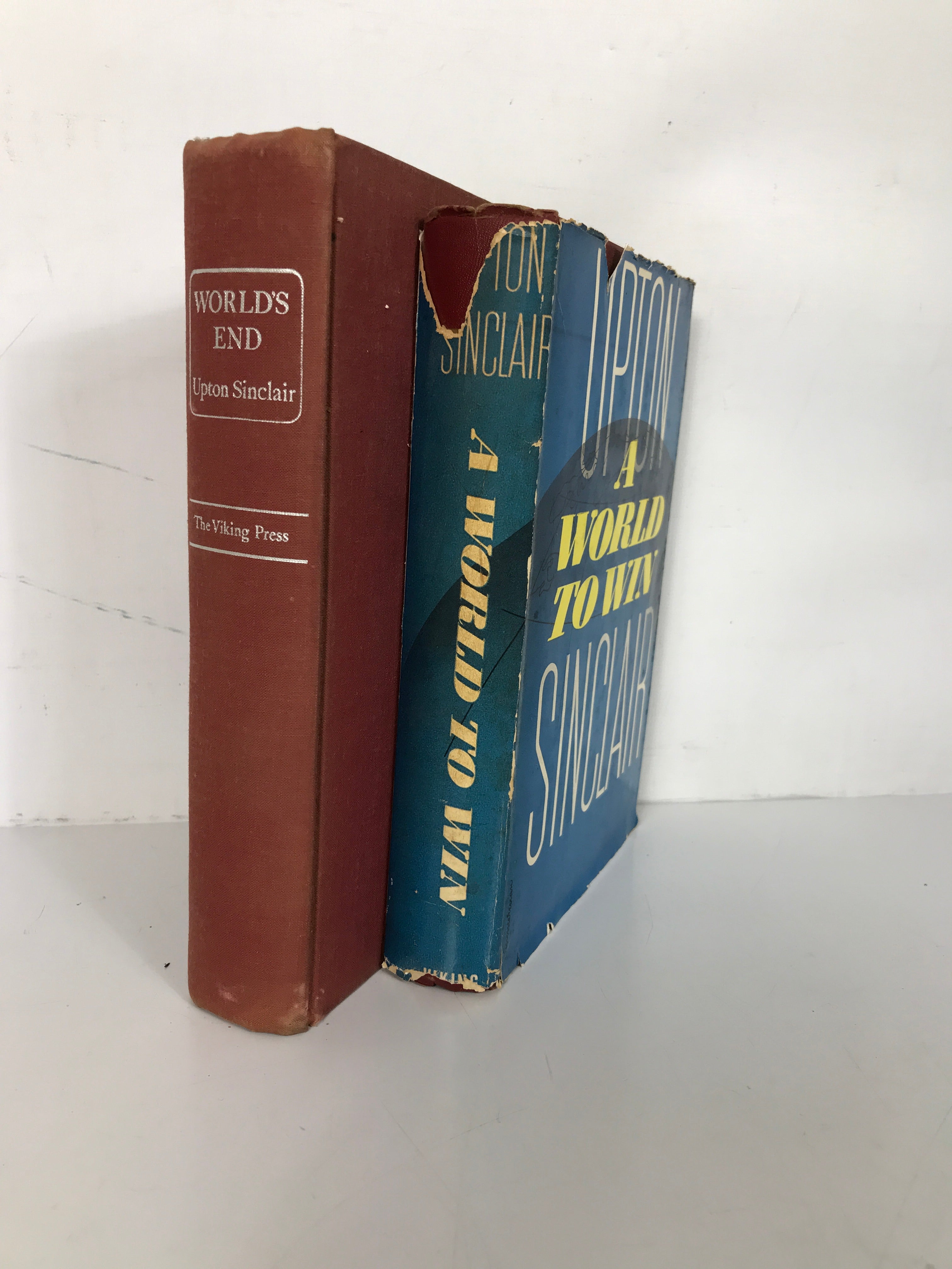 Lot of 2 Upton Sinclair Classics: World's End 1940 HC/A World to Win 1946 HC DJ