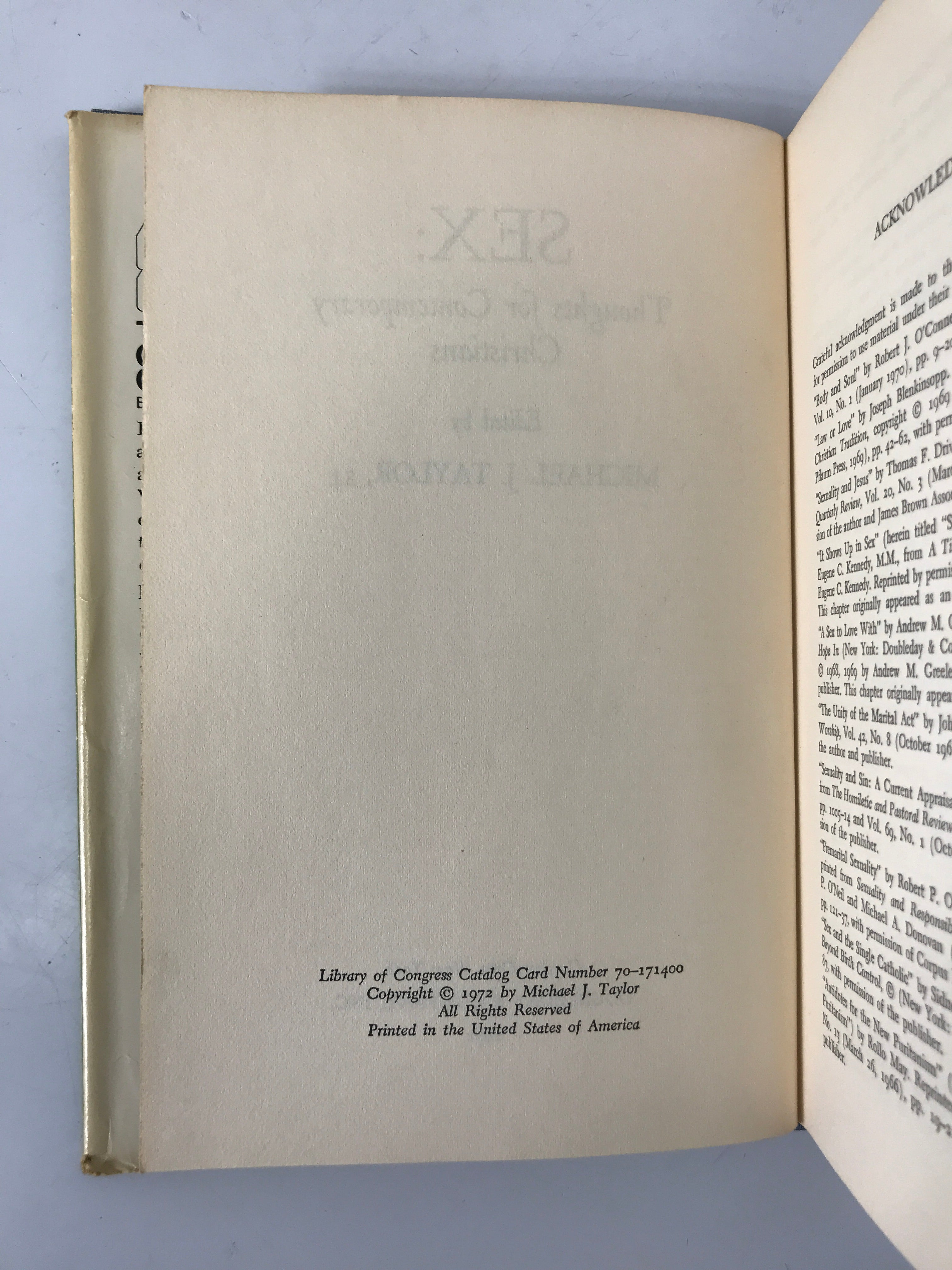 Lot of 2: Wonder in the Wild/Sex: Thoughts for Contemporary Christians 1969-72