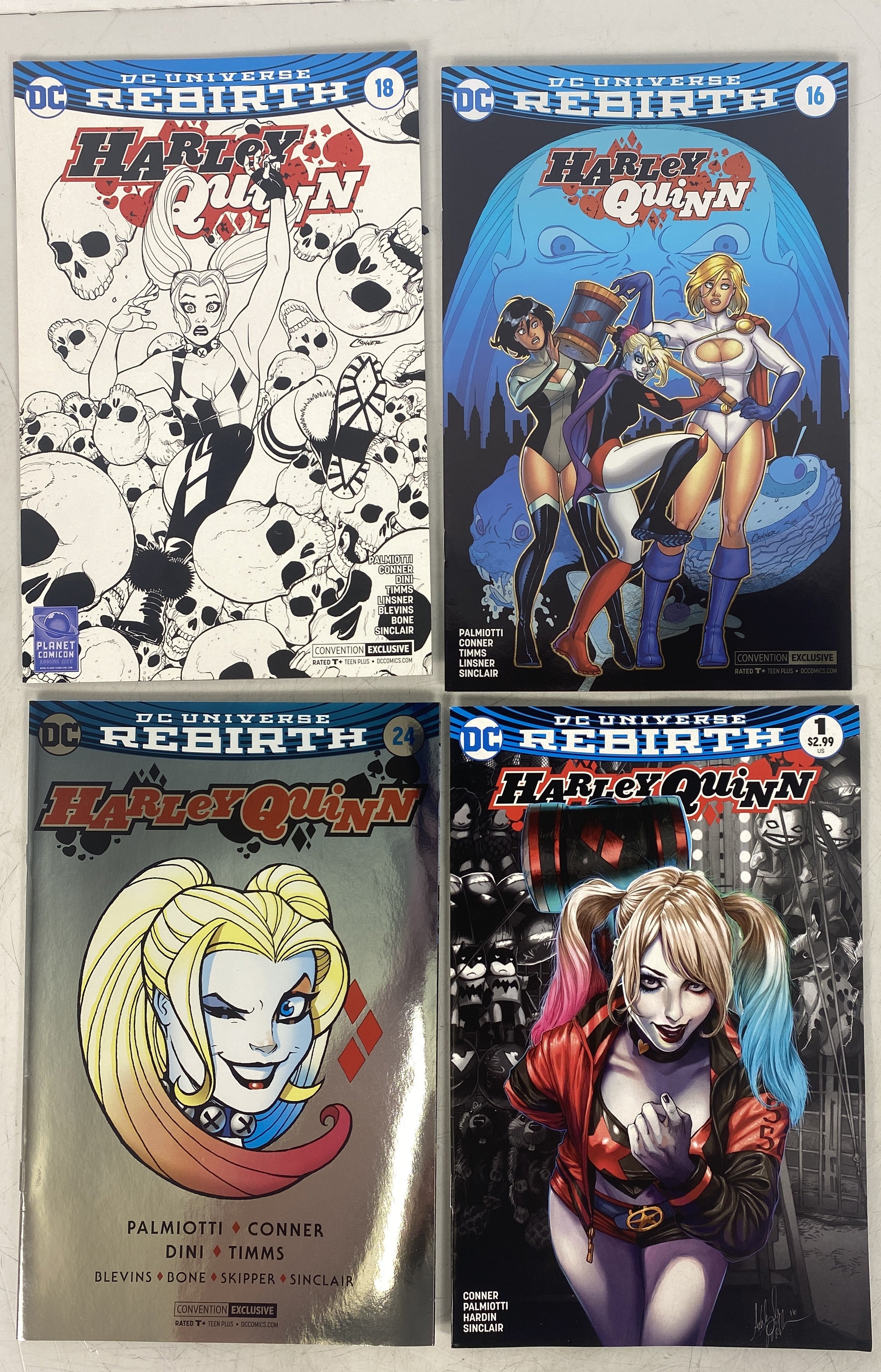 Lot of 4 Harley Quinn DC Rebirth 1, 16, 18, 24 Variant Covers DC Comics
