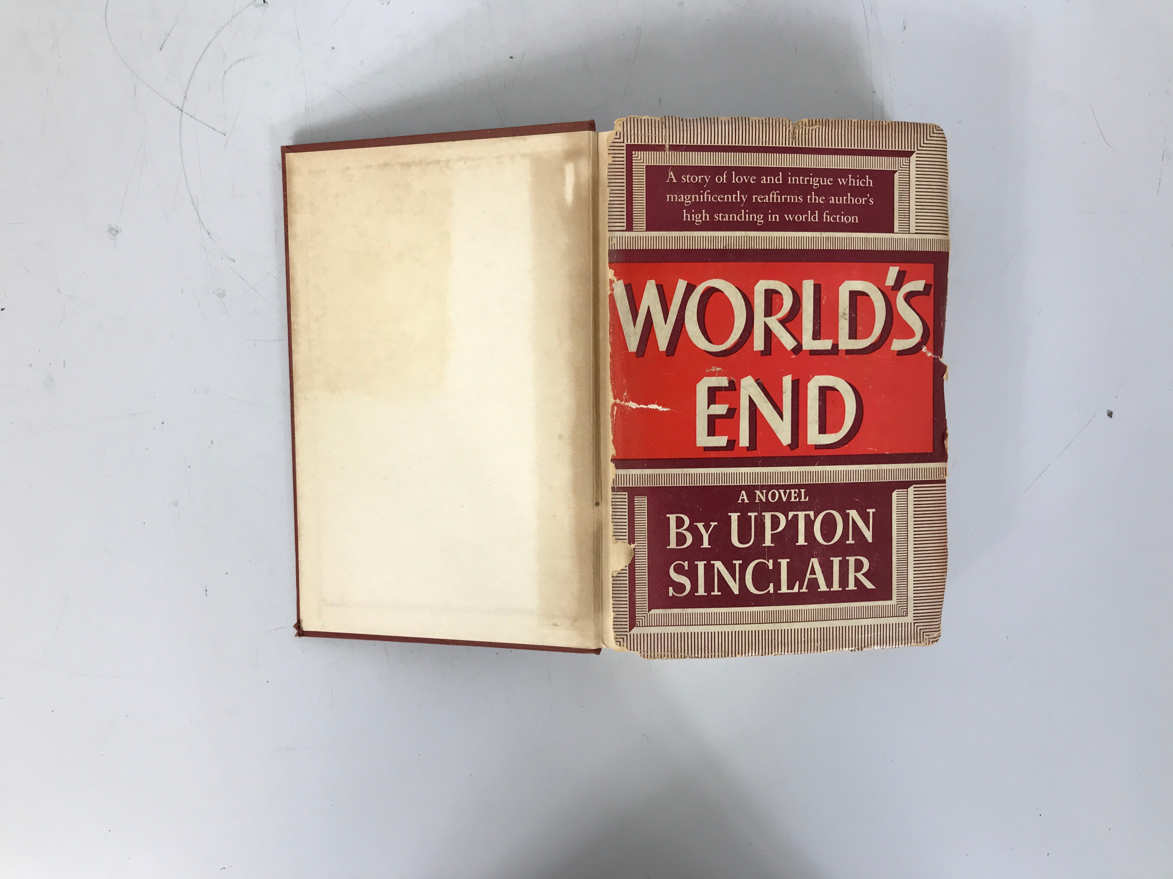 Lot of 2 Upton Sinclair Classics: World's End 1940 HC/A World to Win 1946 HC DJ