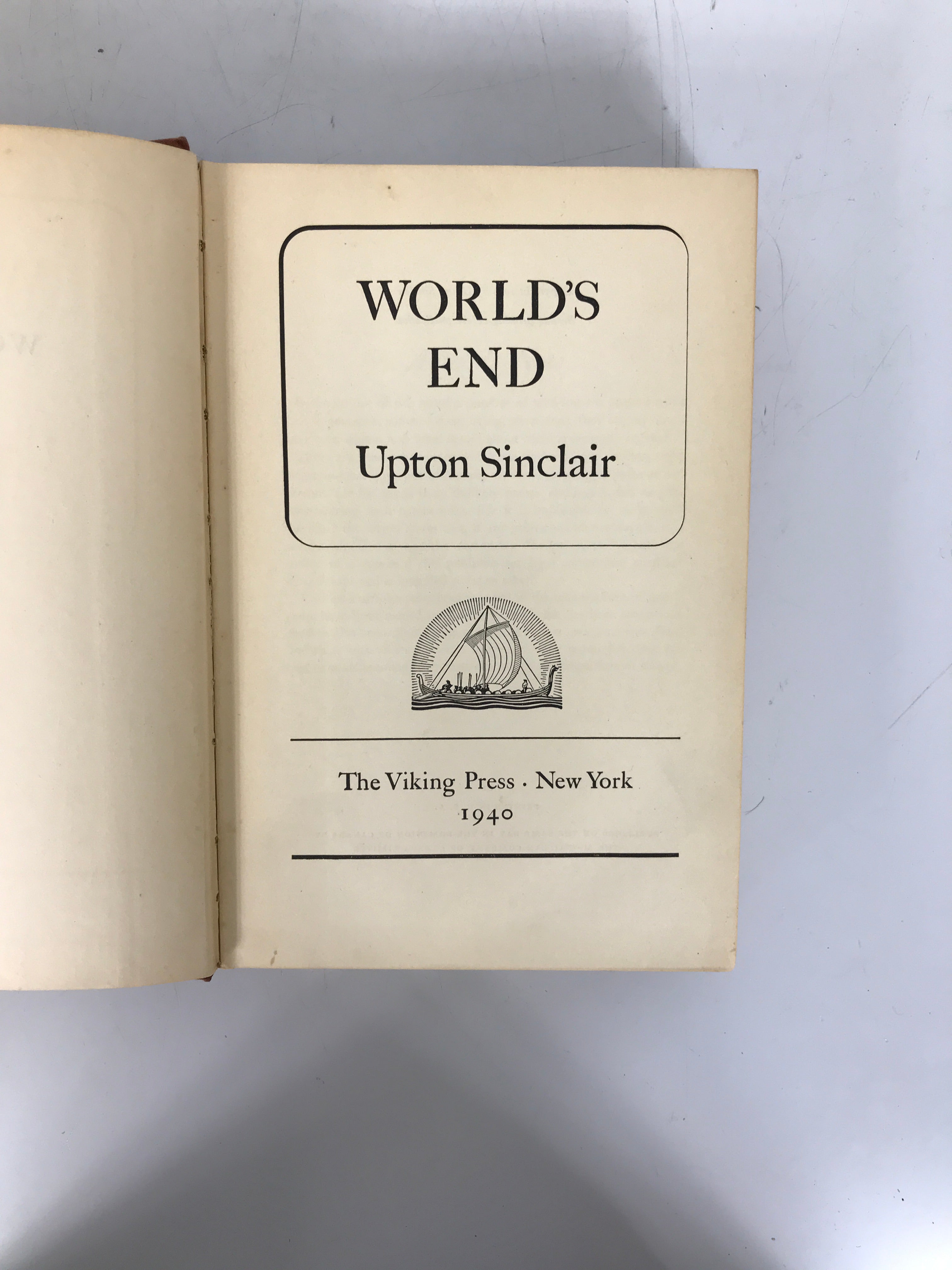 Lot of 2 Upton Sinclair Classics: World's End 1940 HC/A World to Win 1946 HC DJ