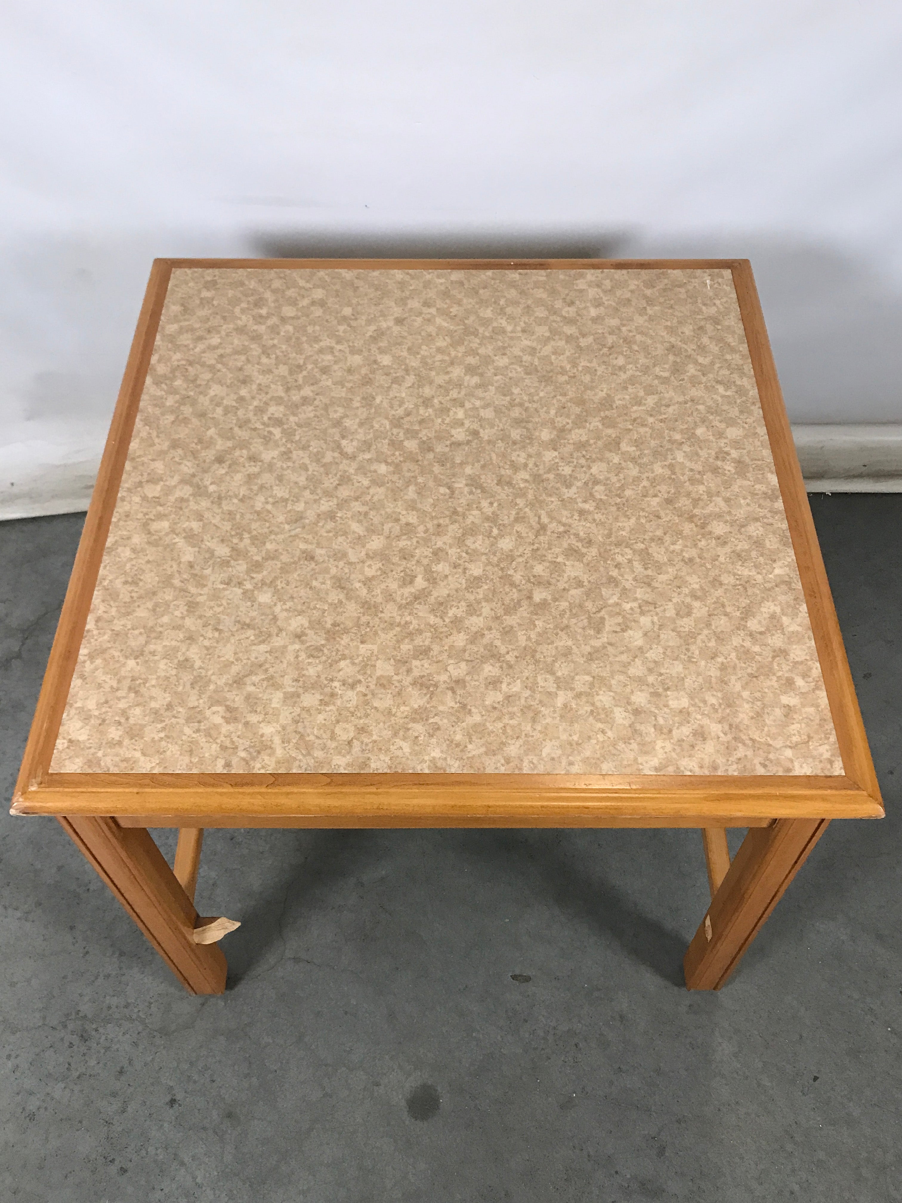 Nemschoff Square Wooden Table With Checkered Design