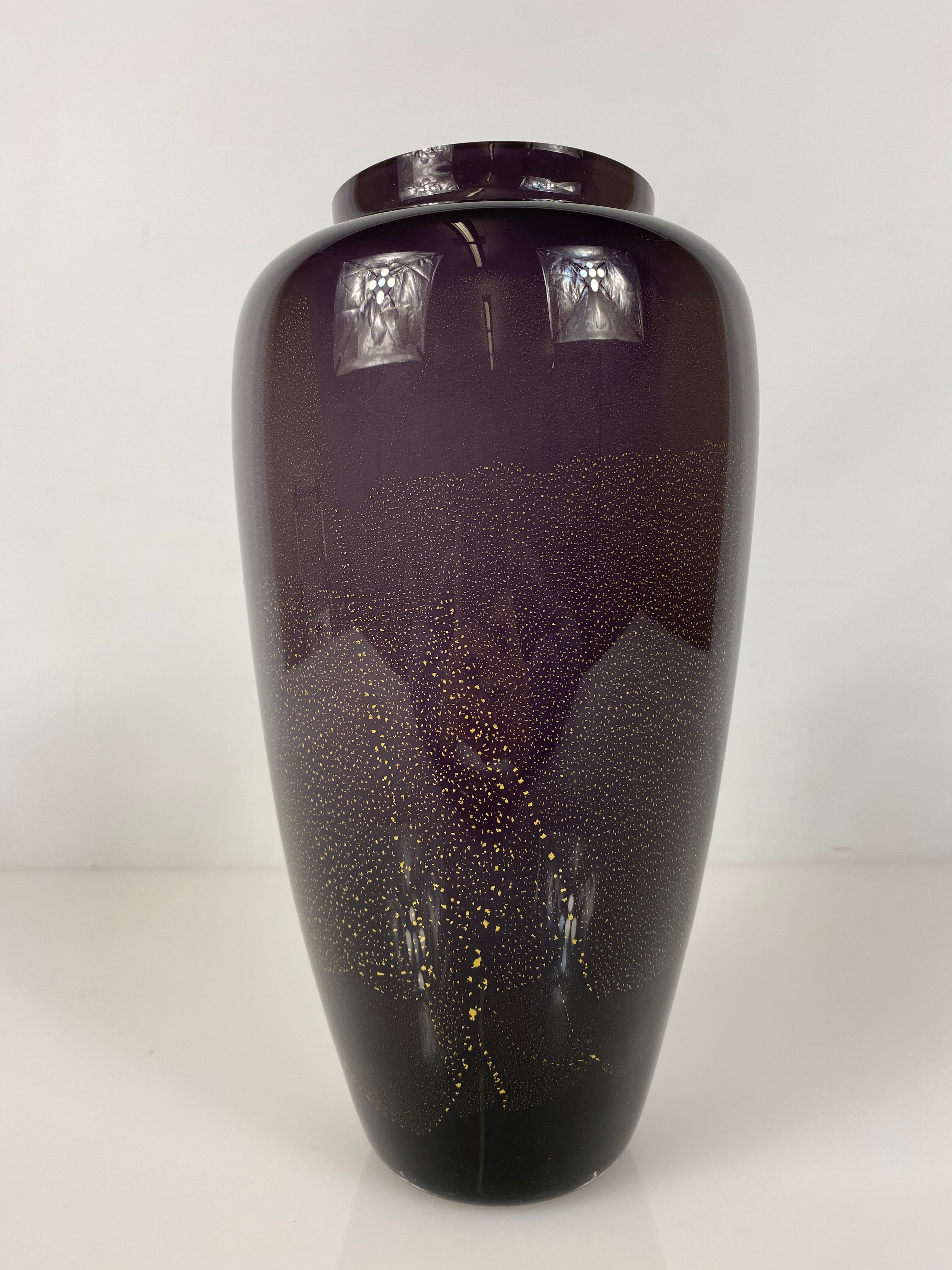 Amethyst and Gold Glass Blown Vase