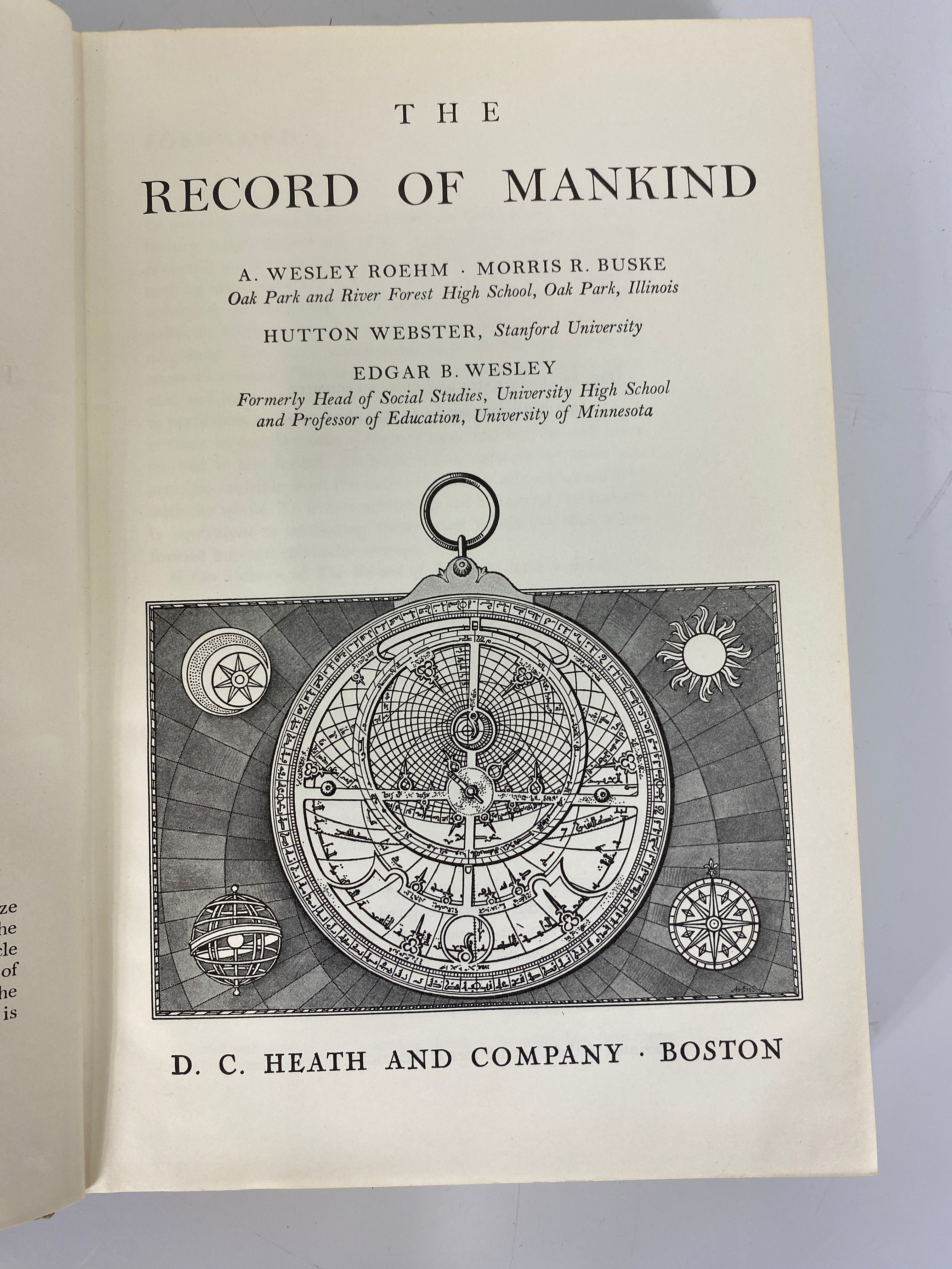 The Record of Mankind by Roehm, Buske, Webster, and Wesley 1956 HC