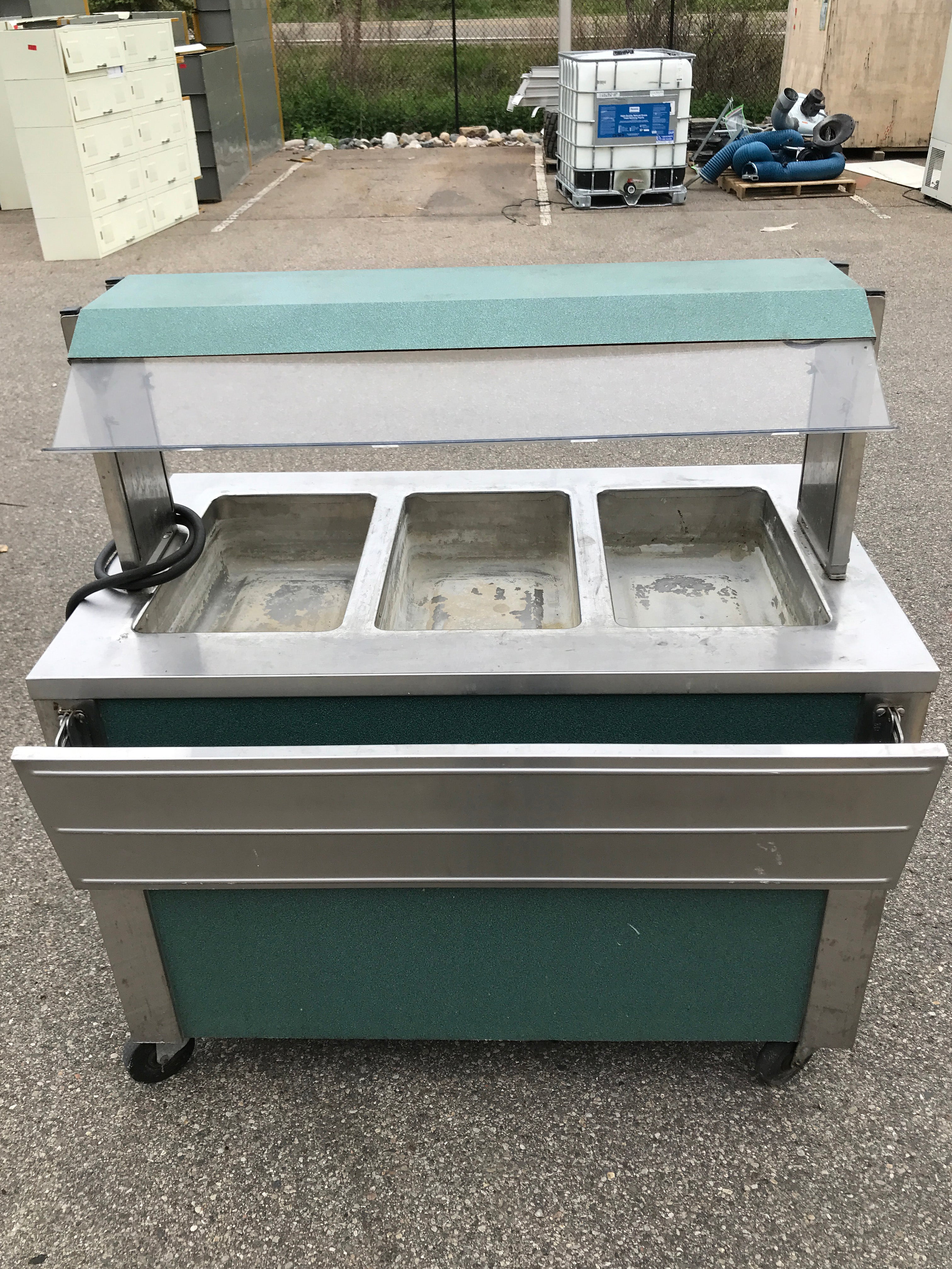 Stainless Steel 3 section Food Warming Cart