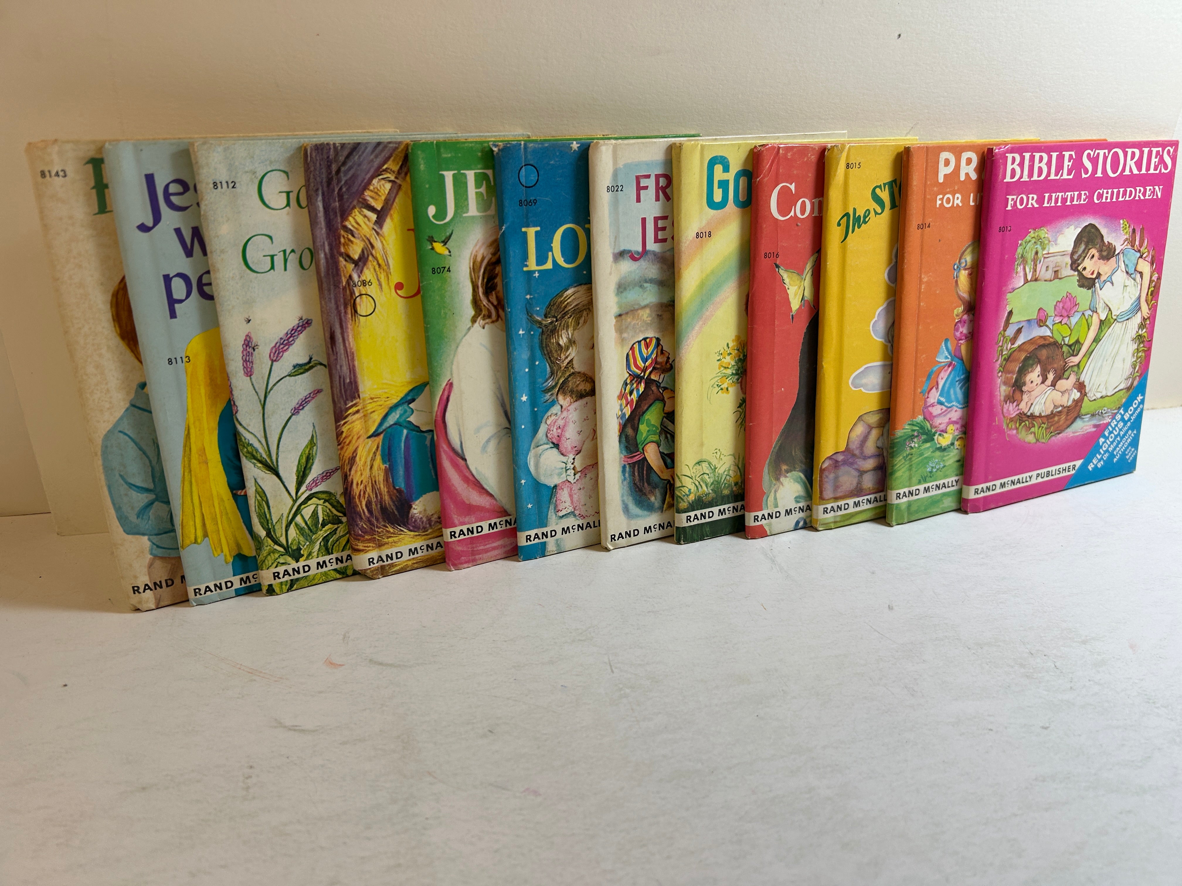 Lot of 12 Rand McNally 1st Religious Books by Dr Mary Alice Jones 1949-1967 HC