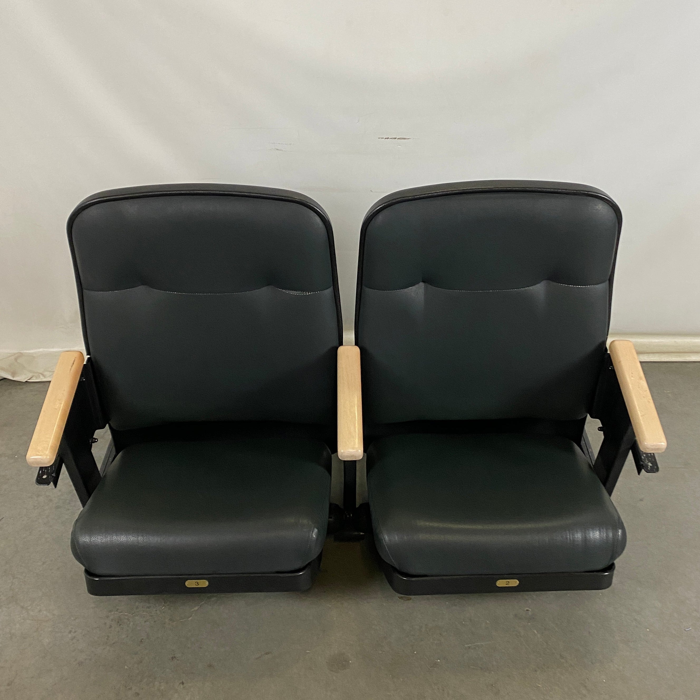 Set of 2 Leather Spartan Stadium Seats with Back Wall Mount - NO Spartan S