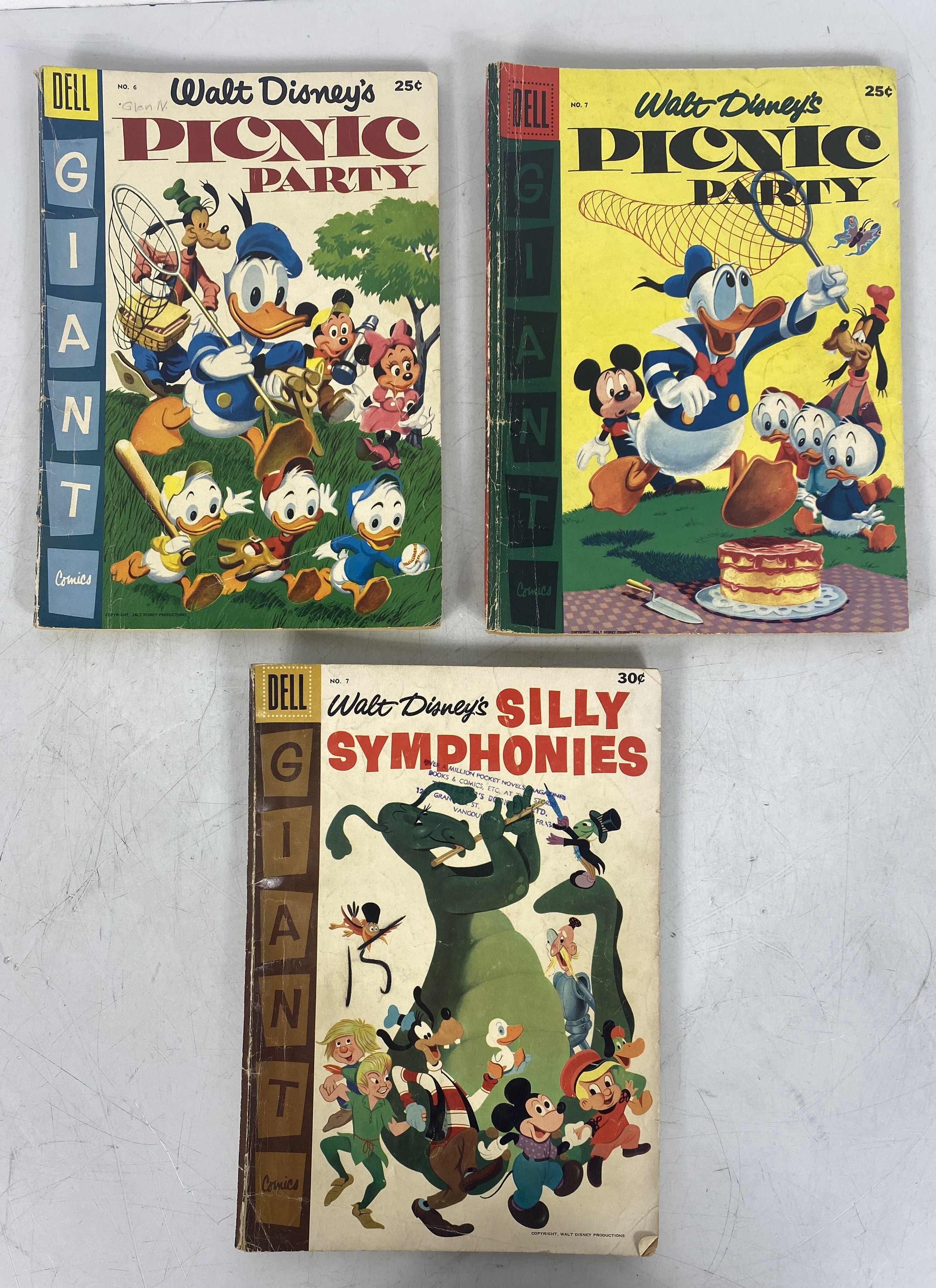 Disney Giant Size Dell Comics 1955, 1956, 1957 Lot of 3