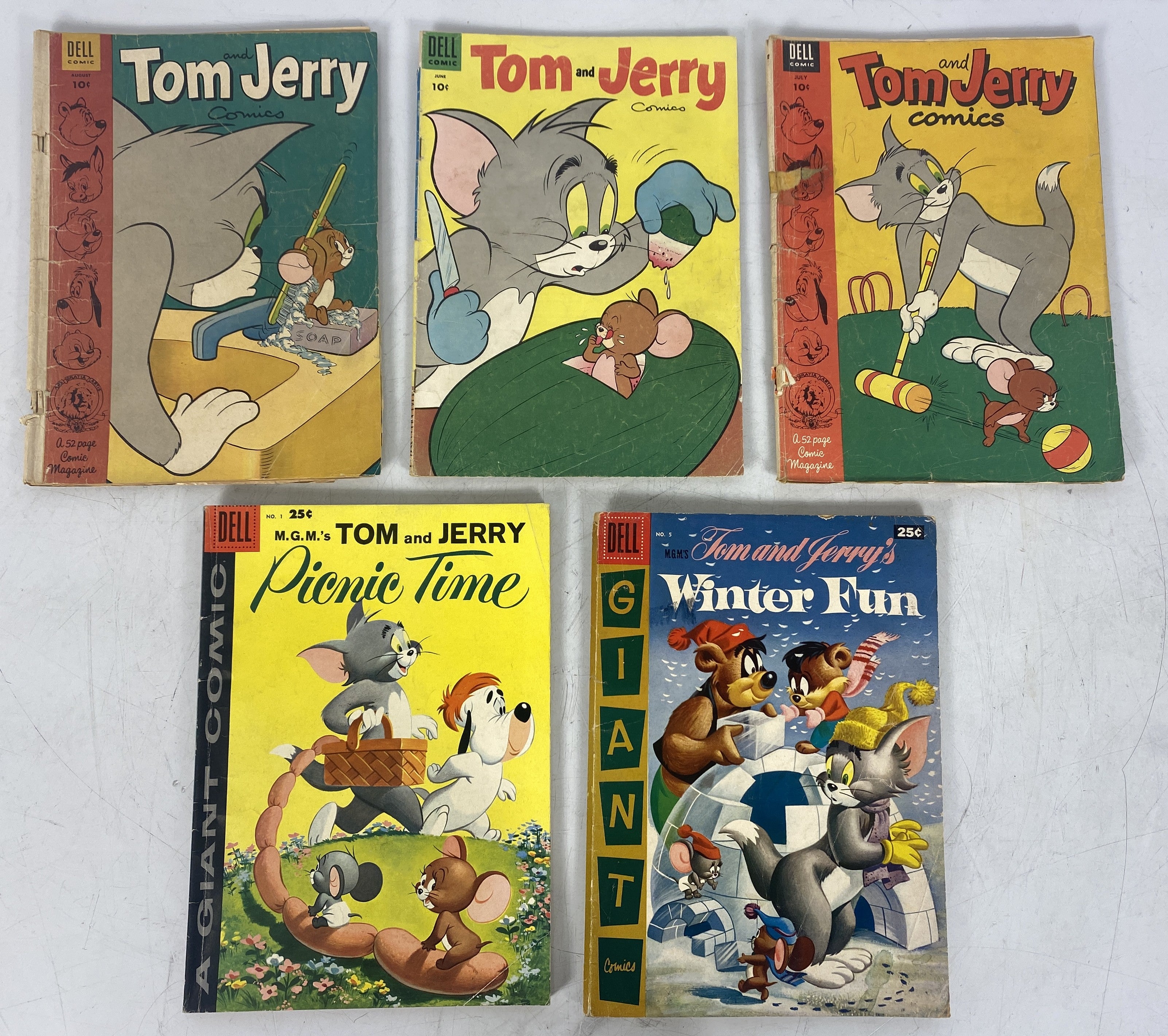 Tom and Jerry Dell Comics 1953, 1954, 1955, 1956, 1958 Lot of 5