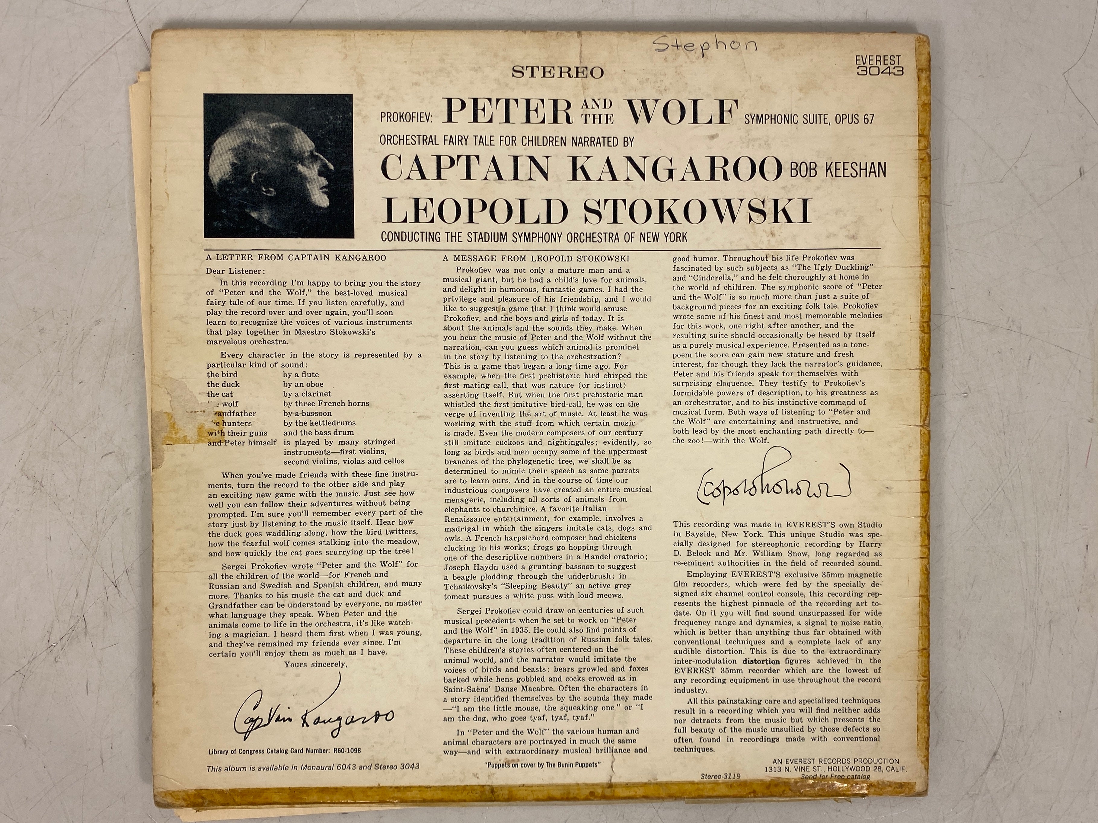 Peter Wolf and the Captain Kangaroo (1960) Vinyl Record