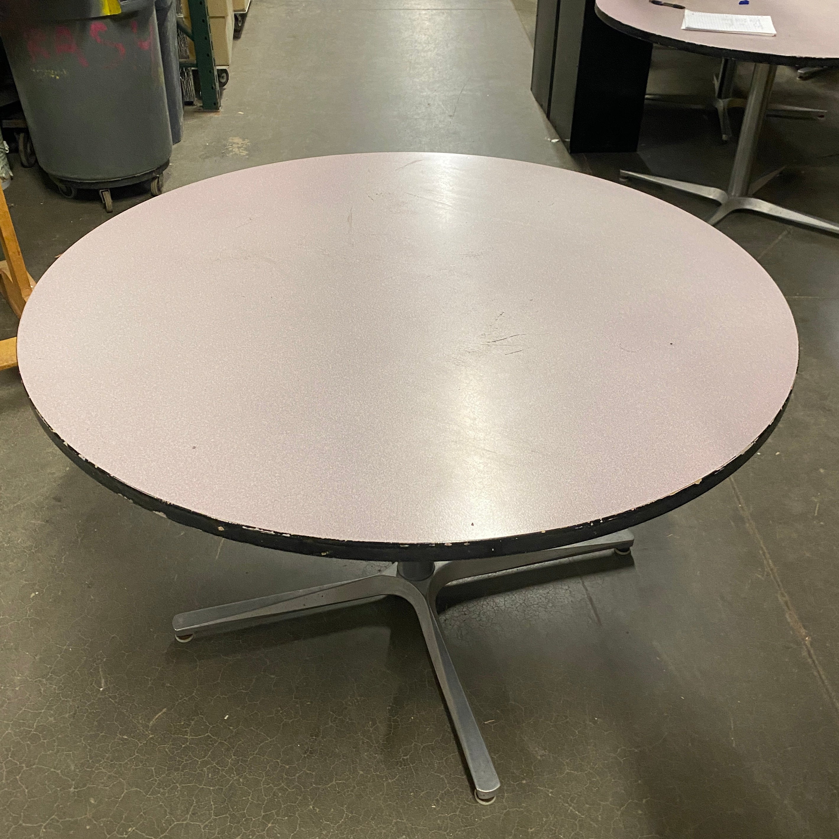 Grey Top Round Table w/ Chrome Metal Base
