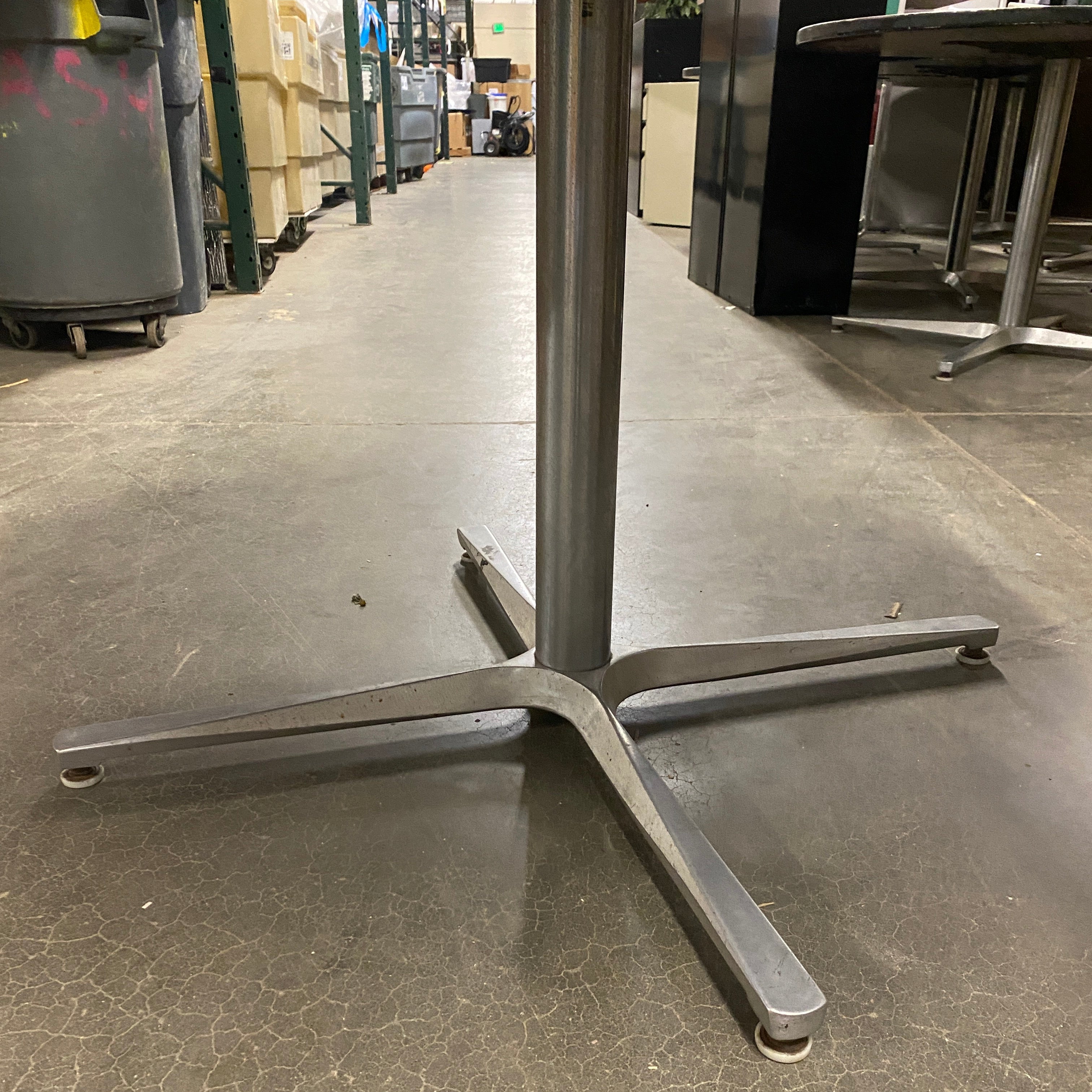 Grey Top Round Table w/ Chrome Metal Base