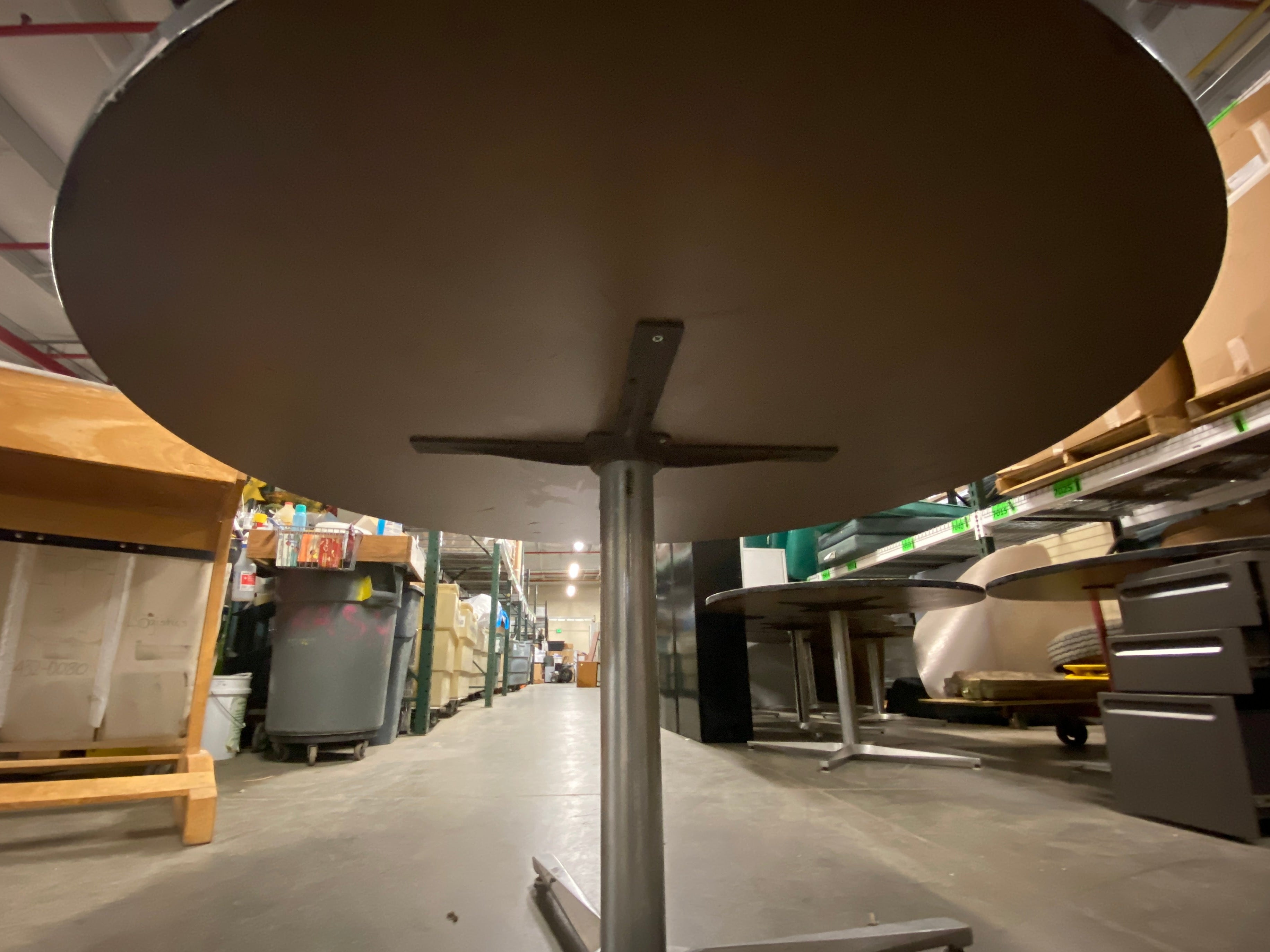 Grey Top Round Table w/ Chrome Metal Base