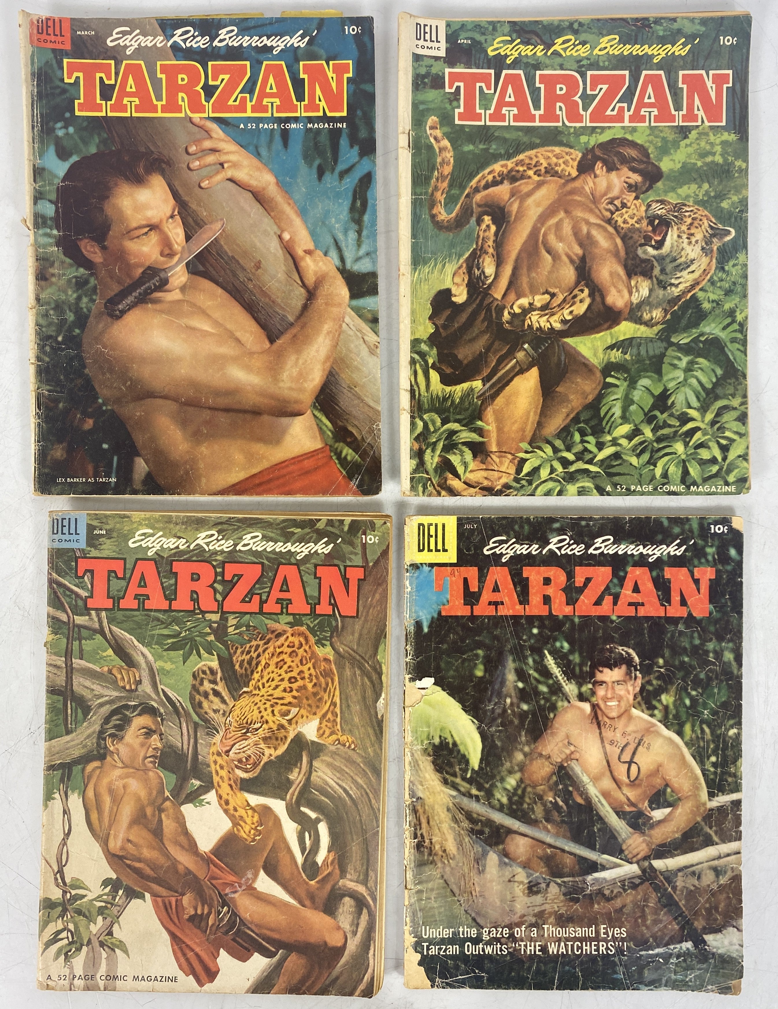 Dell Comics Lot of 4 Tarzan Comics 1954-1957