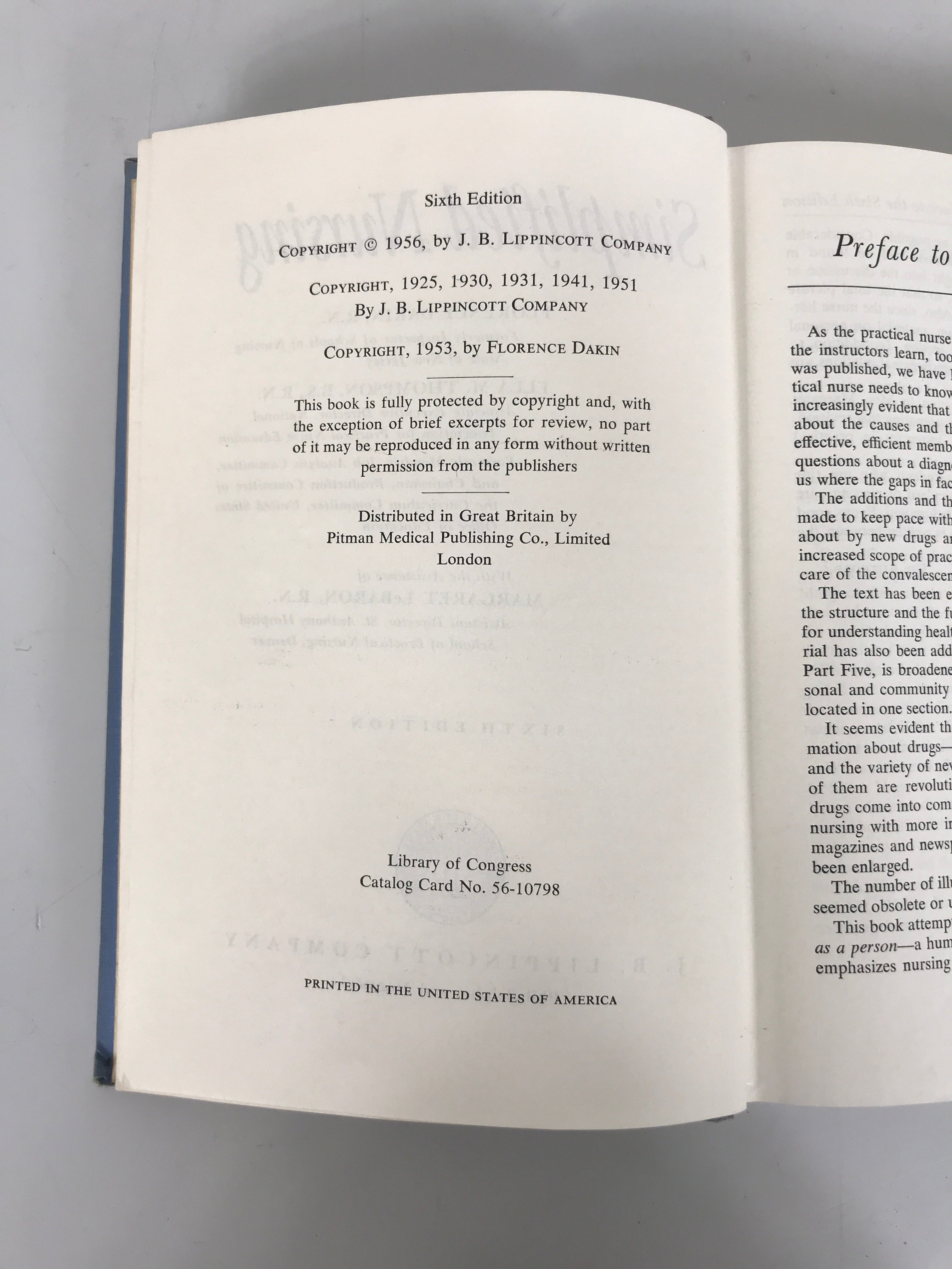 Lot of 2: Simplified Nursing/Principles & Practice of Nursing 1955-56 HC