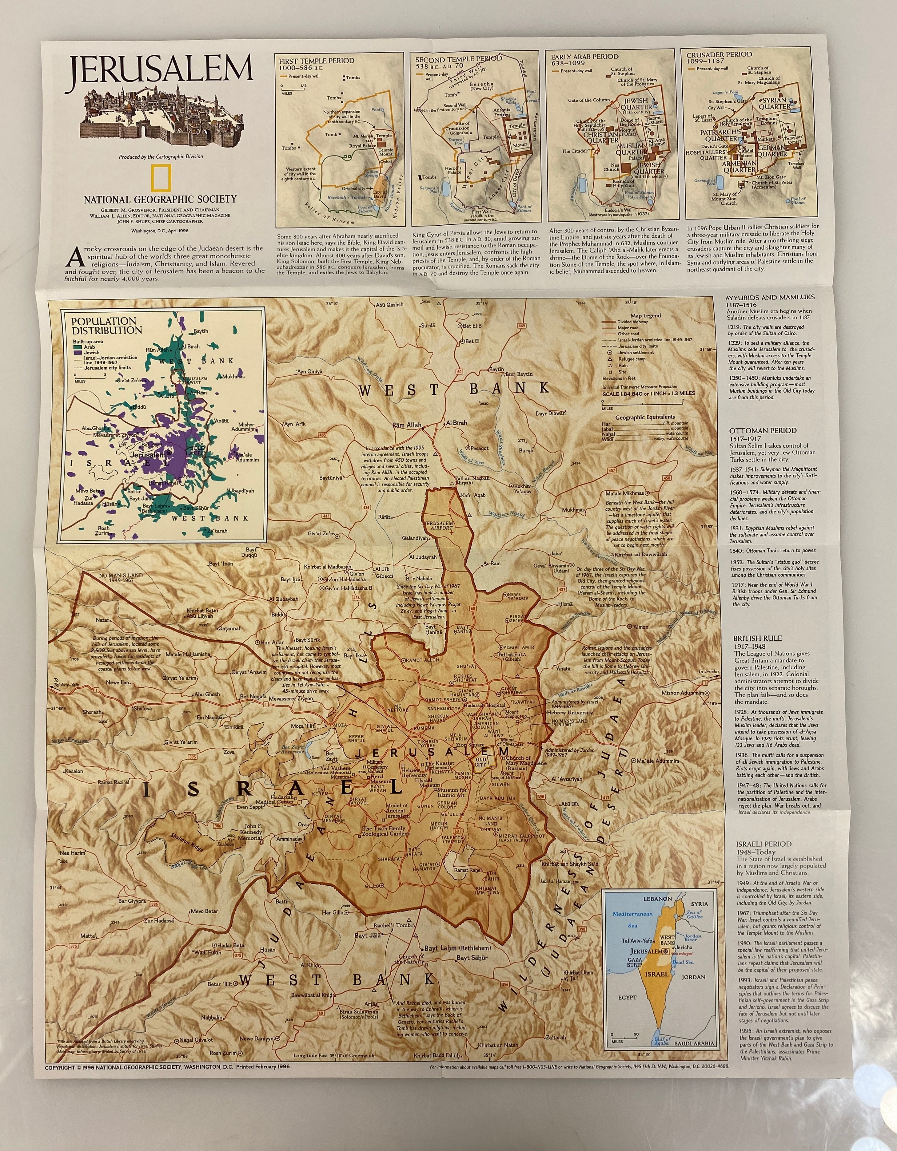 Lot of Nat Geo Maps: Holy Land/Jerusalem/Conflict in the Middle East/Bible Lands